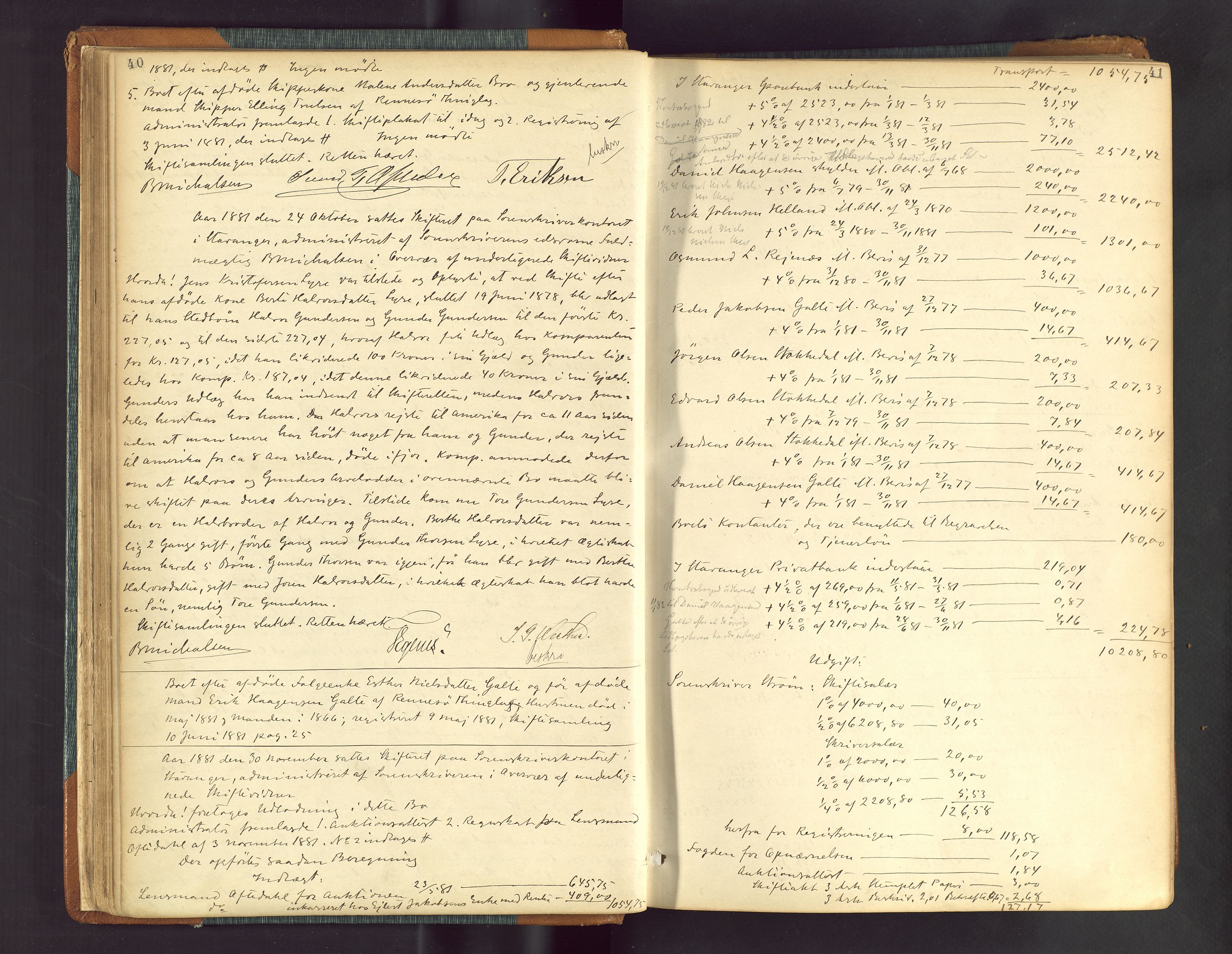 Ryfylke tingrett, AV/SAST-A-100055/001/IV/IVF/L0013: Skifteforhandlingsprotokoll D2 Høle og Rennesøy, 1880-1902, s. 40-41