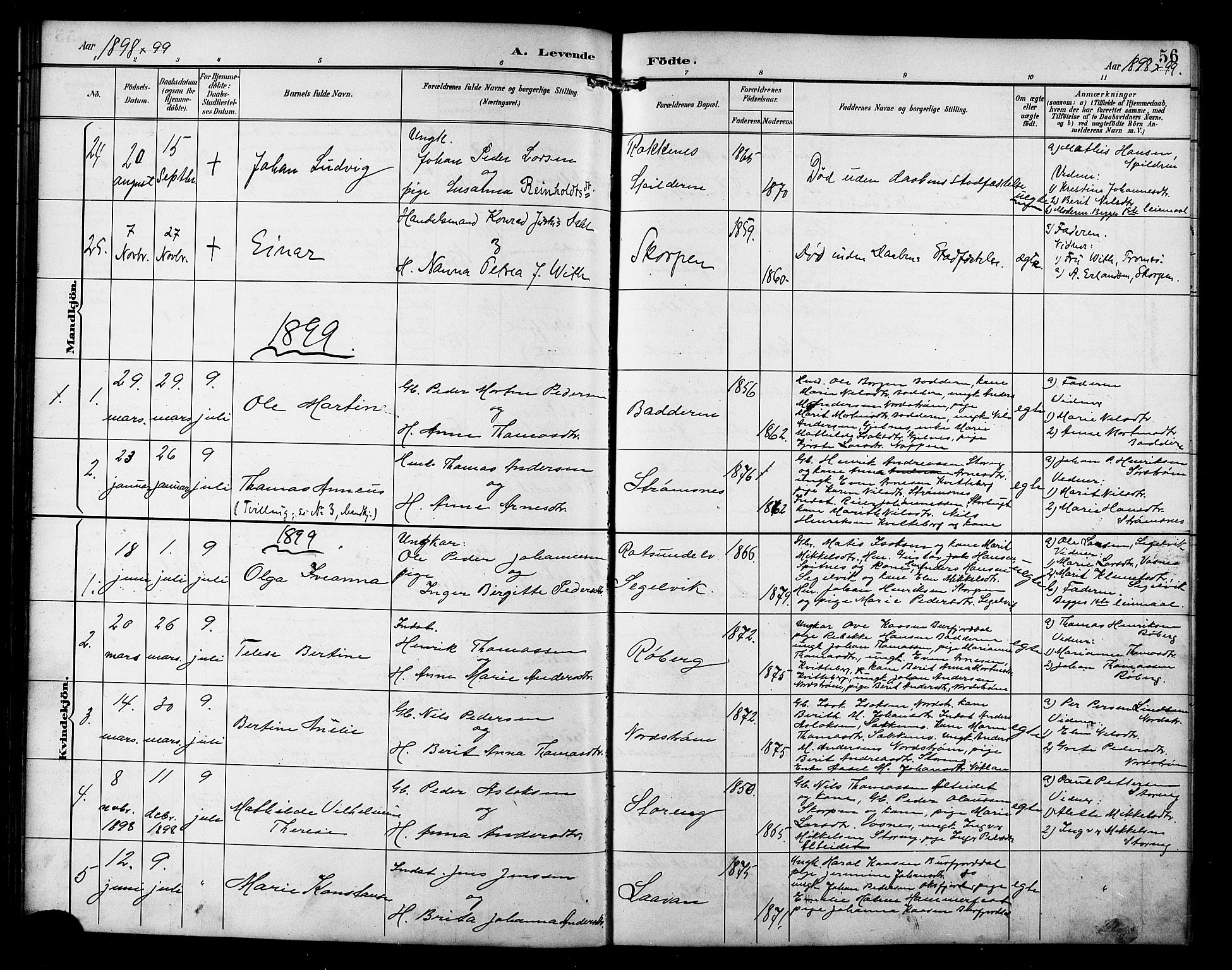 Skjervøy sokneprestkontor, AV/SATØ-S-1300/H/Ha/Hab/L0016klokker: Klokkerbok nr. 16, 1891-1907, s. 56