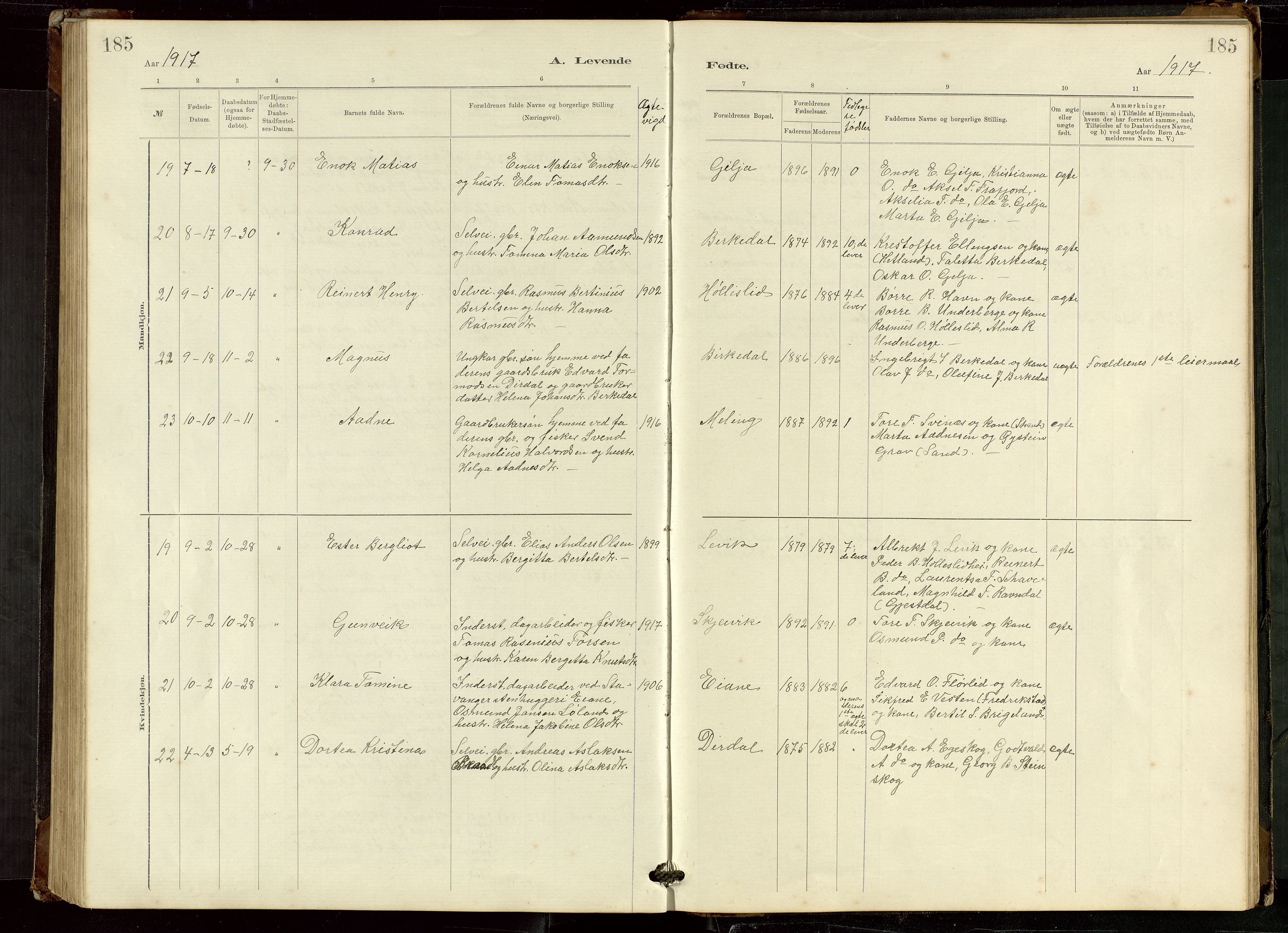 Høgsfjord sokneprestkontor, AV/SAST-A-101624/H/Ha/Hab/L0009: Klokkerbok nr. B 9, 1883-1920, s. 185