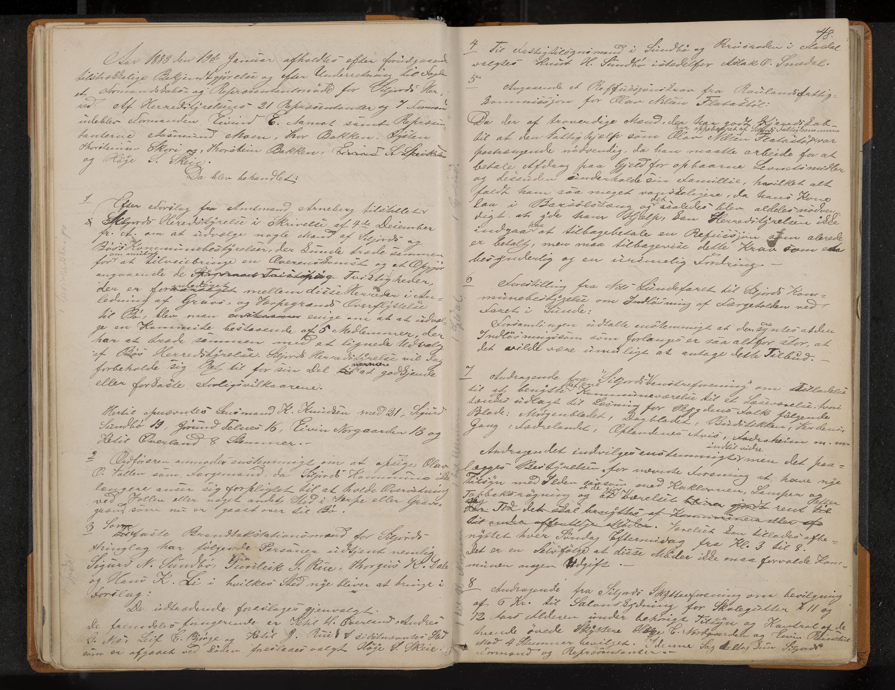 Seljord formannskap og sentraladministrasjon, IKAK/0828021/A/Aa/L0002: Møtebok med register, 1879-1890, s. 48