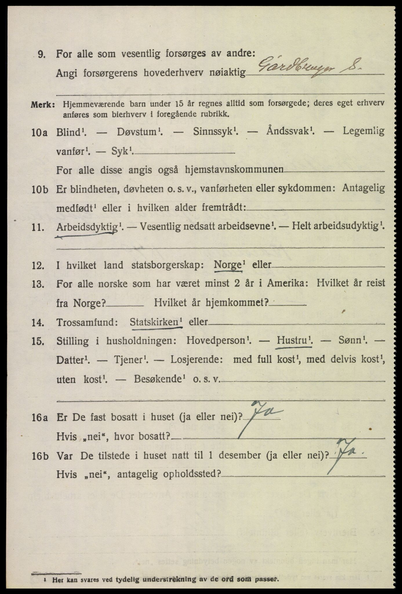 SAK, Folketelling 1920 for 1029 Sør-Audnedal herred, 1920, s. 6670