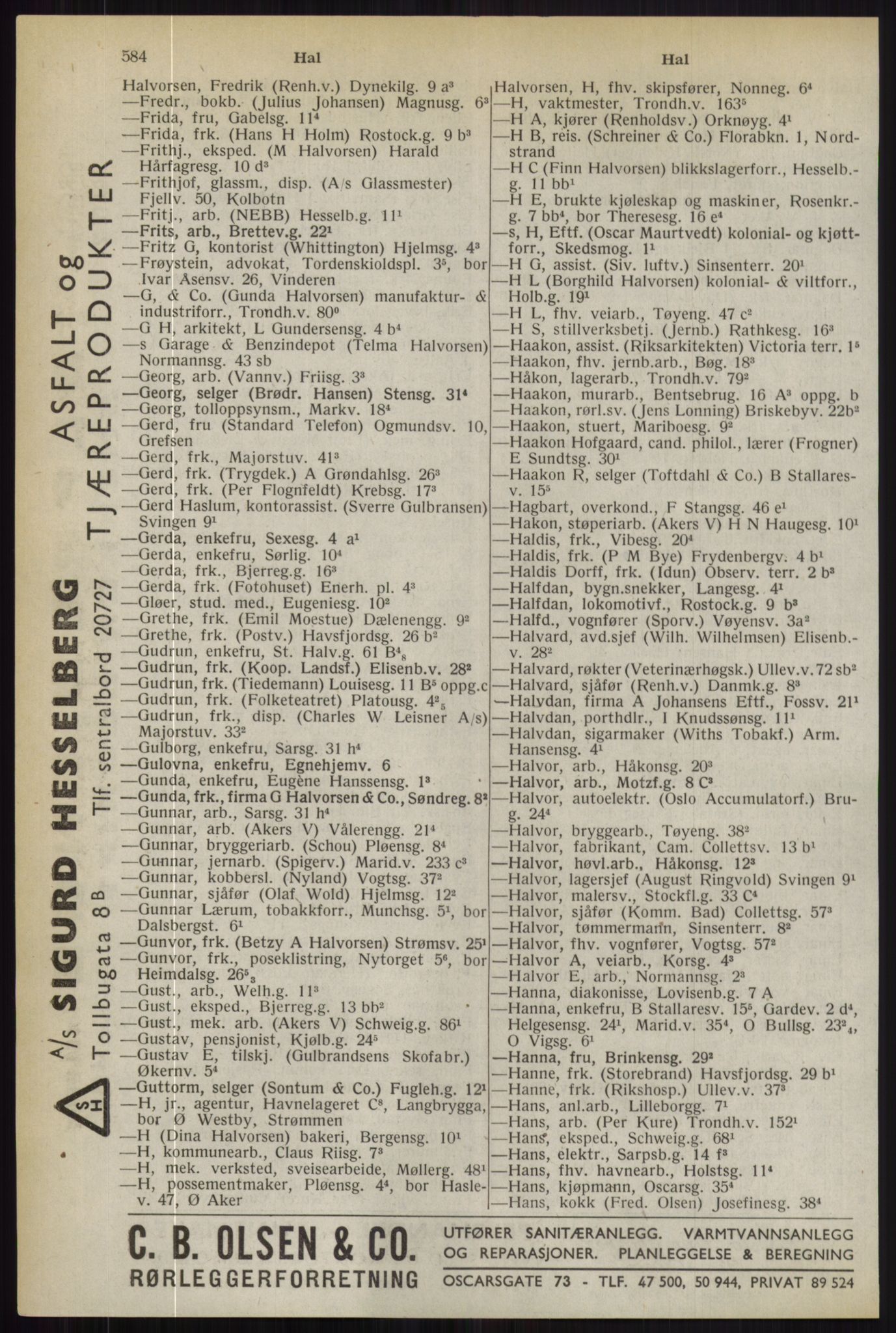 Kristiania/Oslo adressebok, PUBL/-, 1944, s. 584