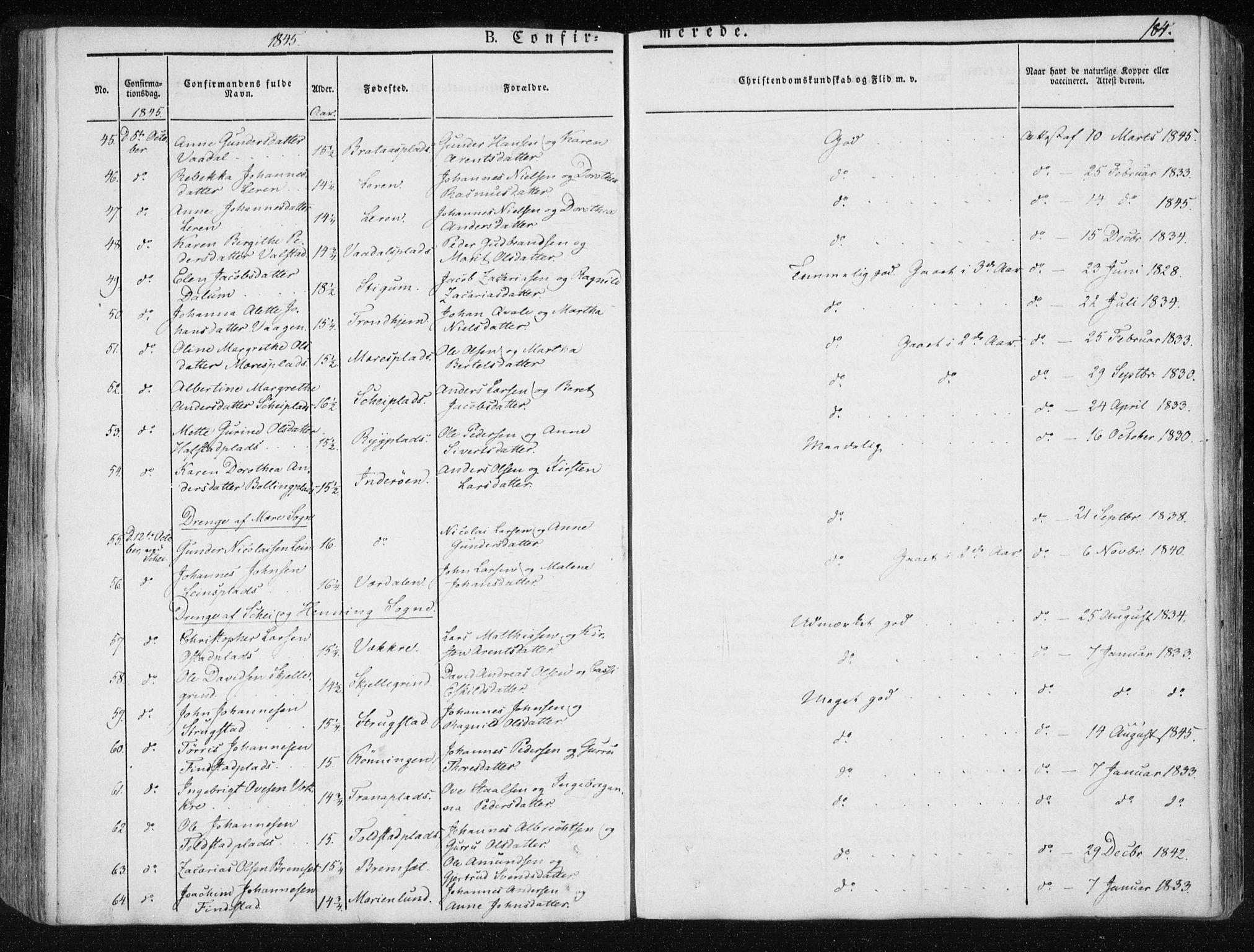 Ministerialprotokoller, klokkerbøker og fødselsregistre - Nord-Trøndelag, SAT/A-1458/735/L0339: Ministerialbok nr. 735A06 /1, 1836-1848, s. 184