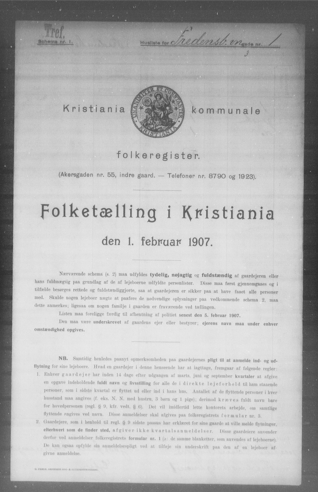 OBA, Kommunal folketelling 1.2.1907 for Kristiania kjøpstad, 1907, s. 12982