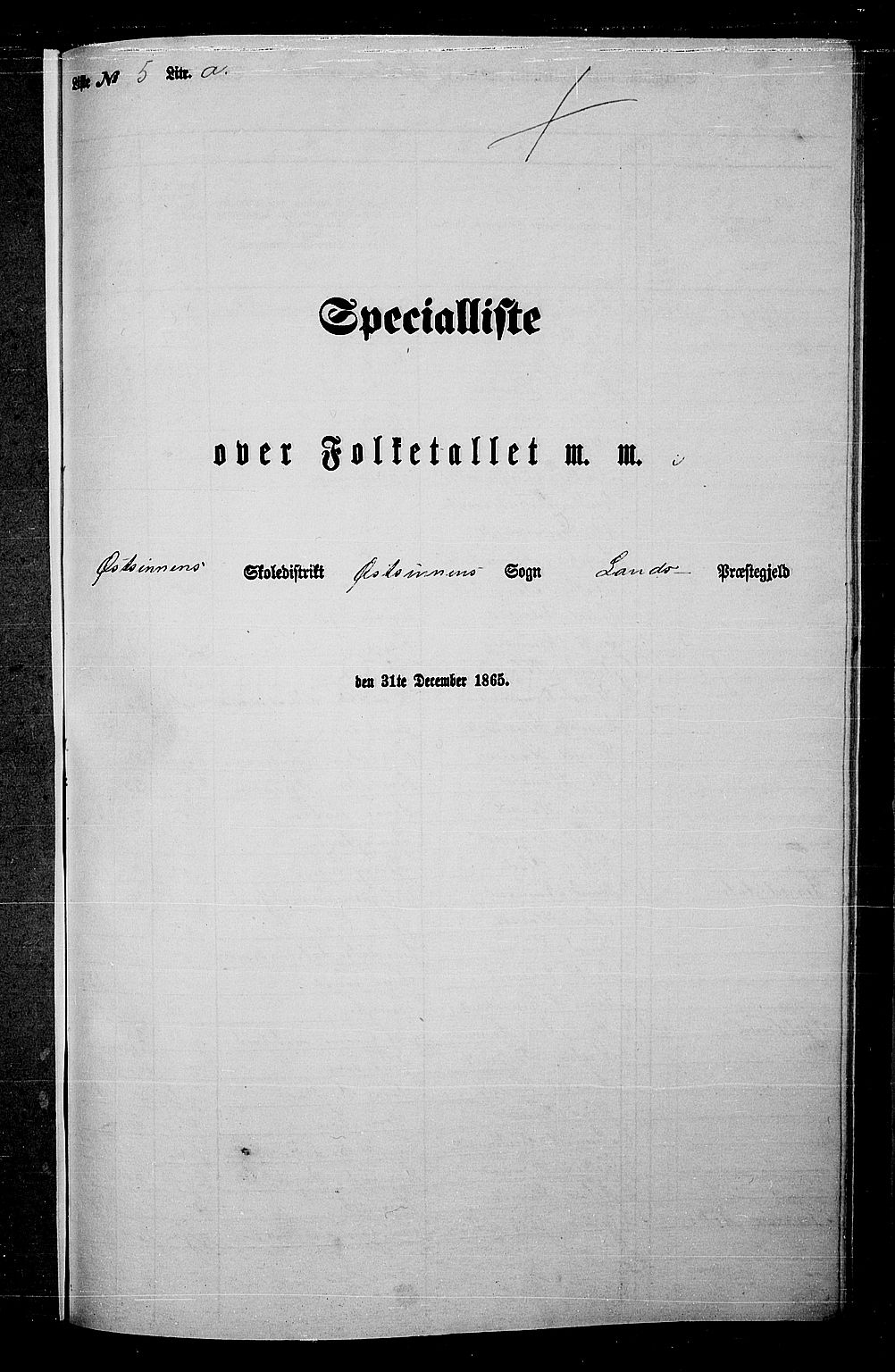 RA, Folketelling 1865 for 0536P Land prestegjeld, 1865, s. 180