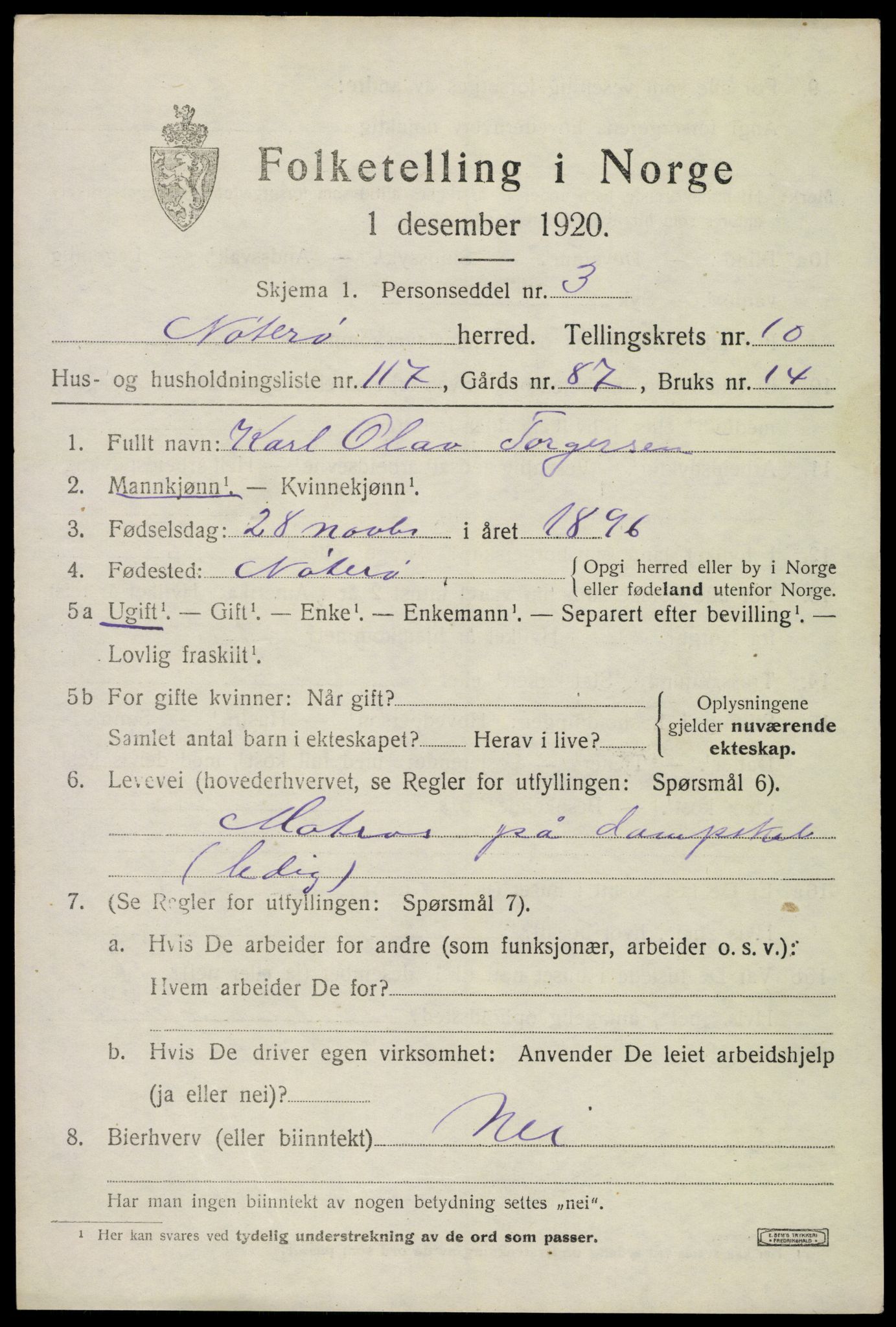 SAKO, Folketelling 1920 for 0722 Nøtterøy herred, 1920, s. 13561