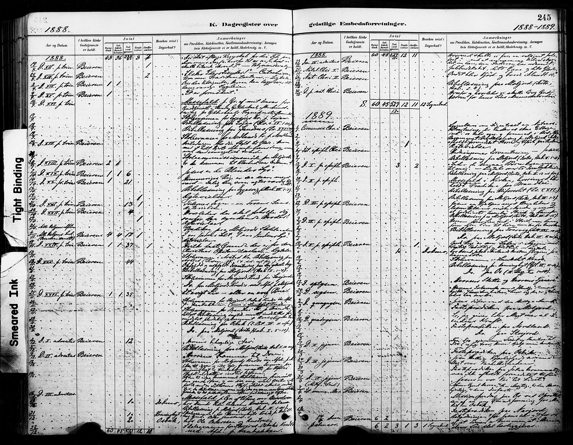Ministerialprotokoller, klokkerbøker og fødselsregistre - Nordland, AV/SAT-A-1459/846/L0646: Ministerialbok nr. 846A04, 1887-1901, s. 245
