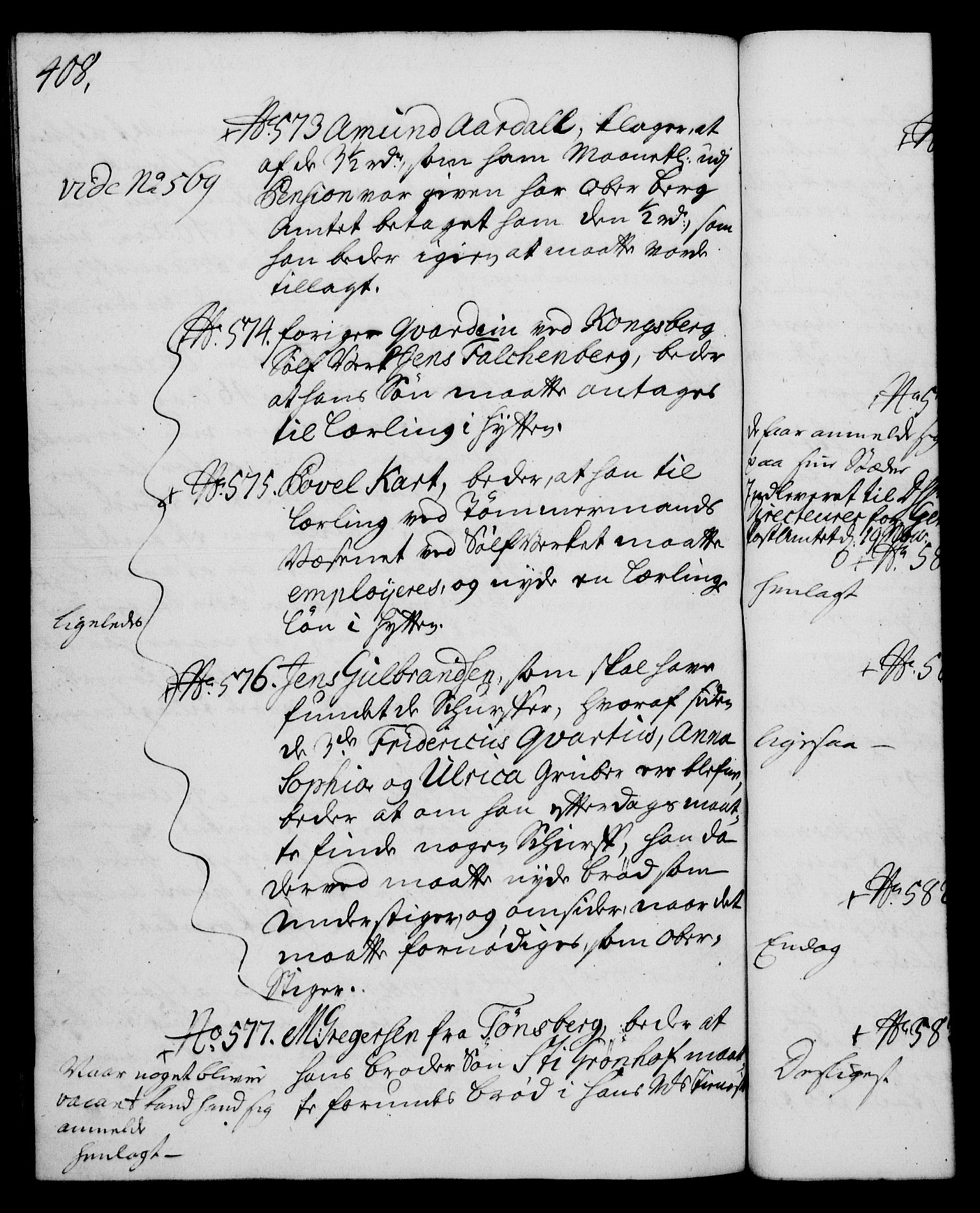 Rentekammeret, Kammerkanselliet, RA/EA-3111/G/Gh/Gha/L0015: Norsk ekstraktmemorialprotokoll (merket RK 53.60), 1733, s. 408