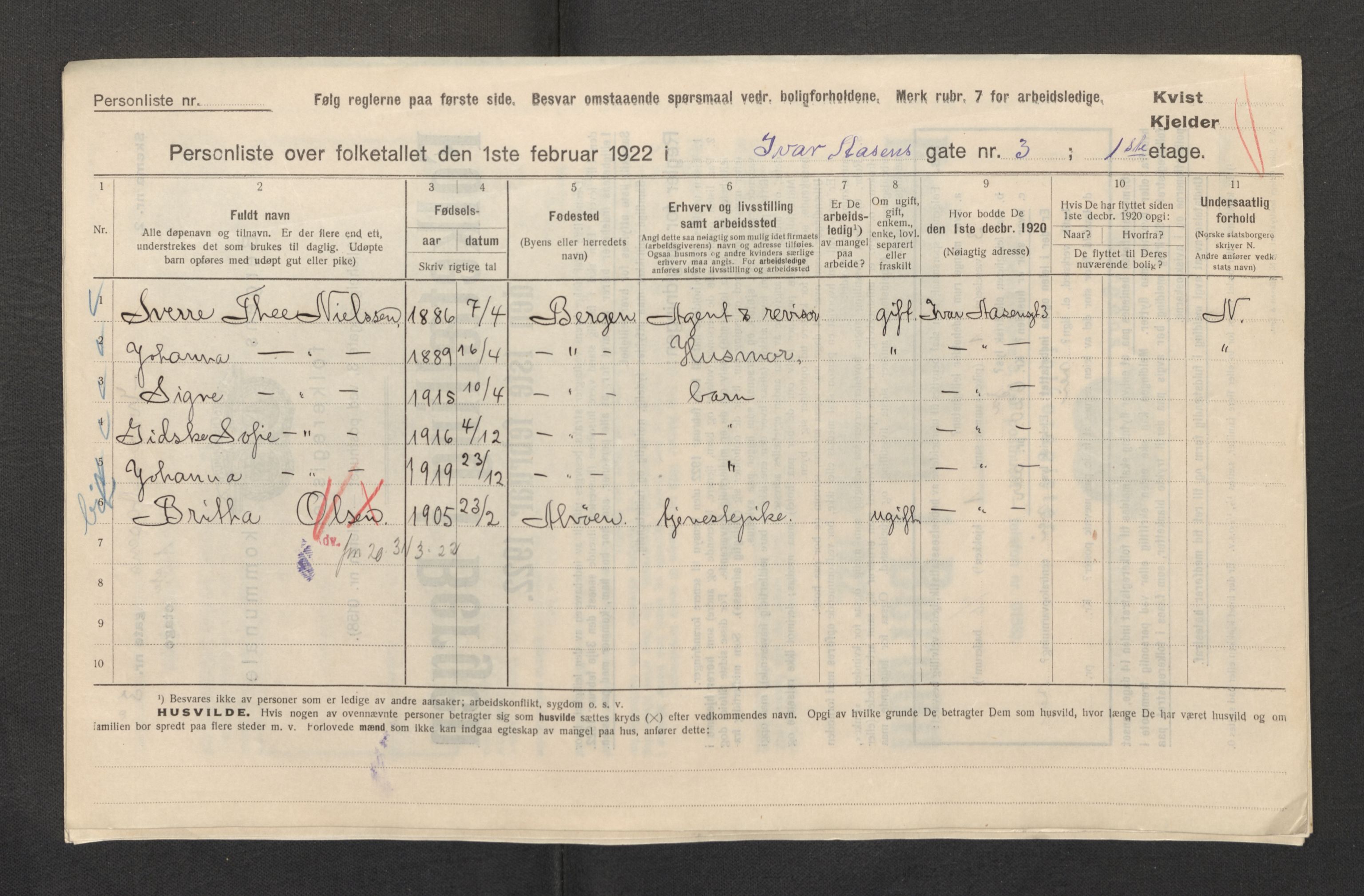 SAB, Kommunal folketelling 1922 for Bergen kjøpstad, 1922, s. 15562