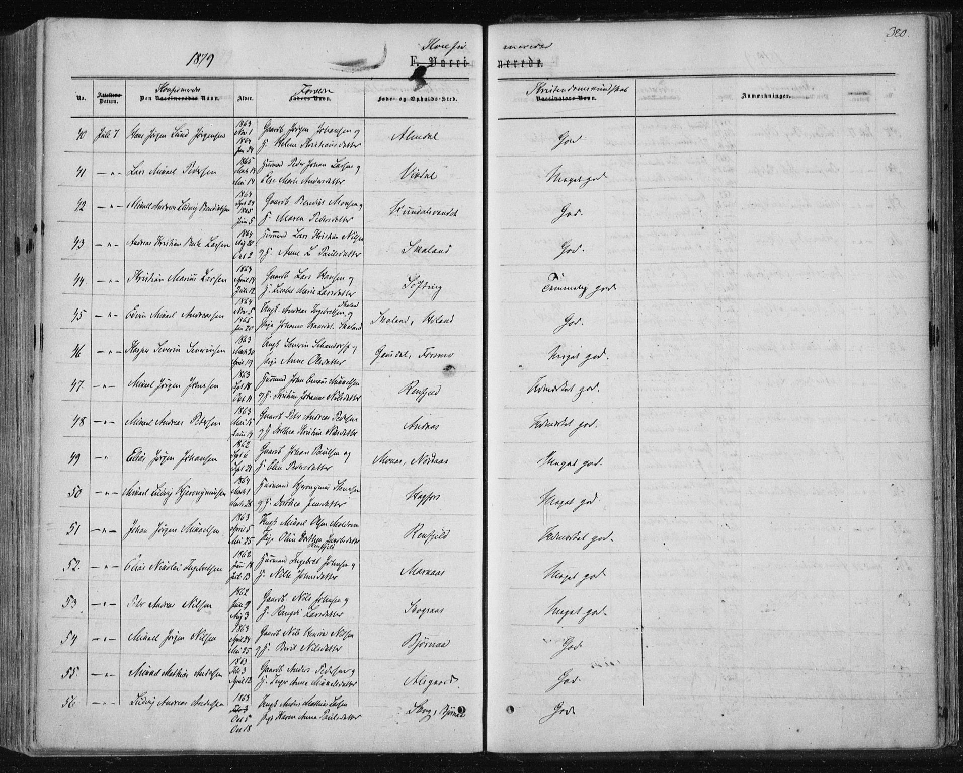 Ministerialprotokoller, klokkerbøker og fødselsregistre - Nordland, AV/SAT-A-1459/820/L0294: Ministerialbok nr. 820A15, 1866-1879, s. 380