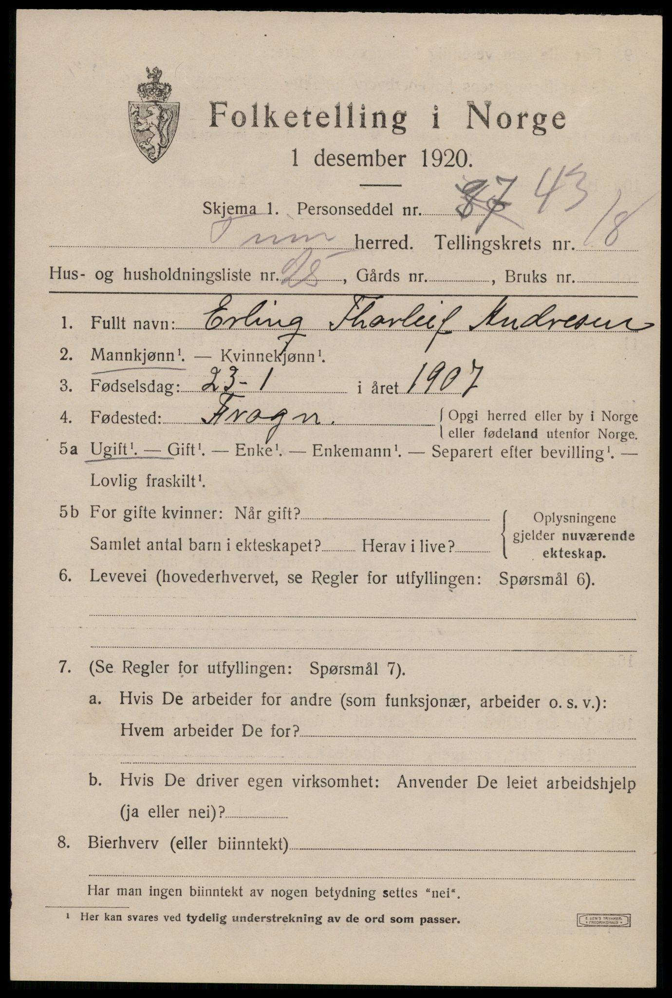 SAKO, Folketelling 1920 for 0826 Tinn herred, 1920, s. 24350