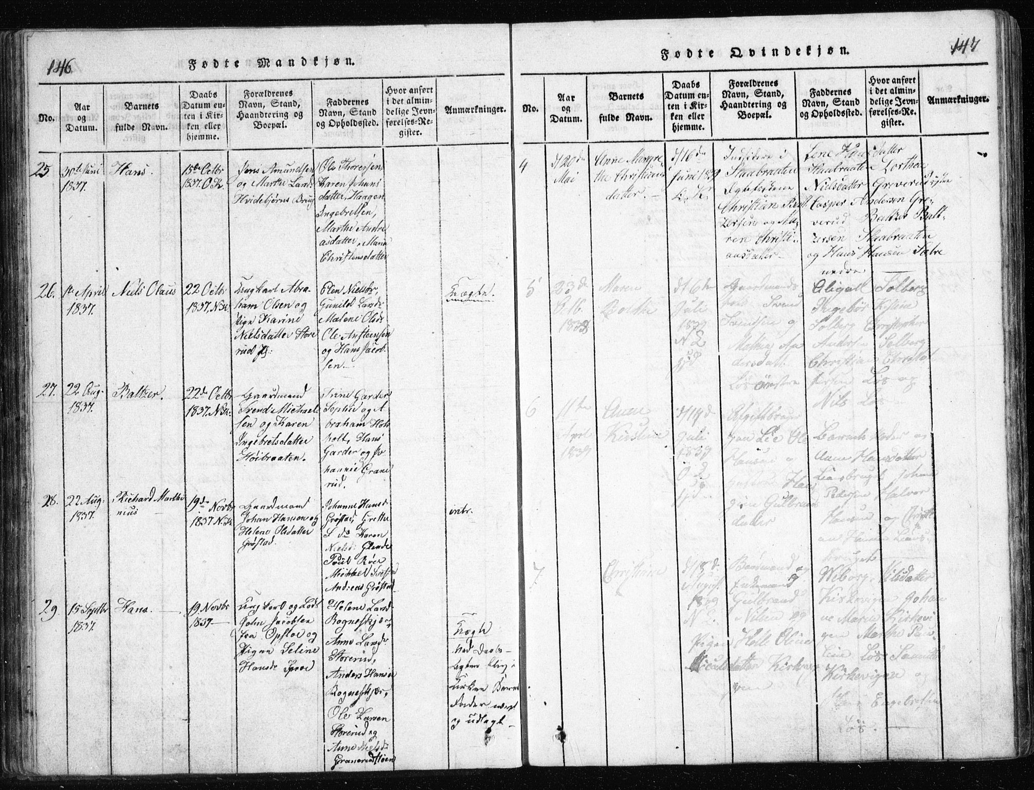 Nesodden prestekontor Kirkebøker, AV/SAO-A-10013/G/Ga/L0001: Klokkerbok nr. I 1, 1814-1847, s. 146-147