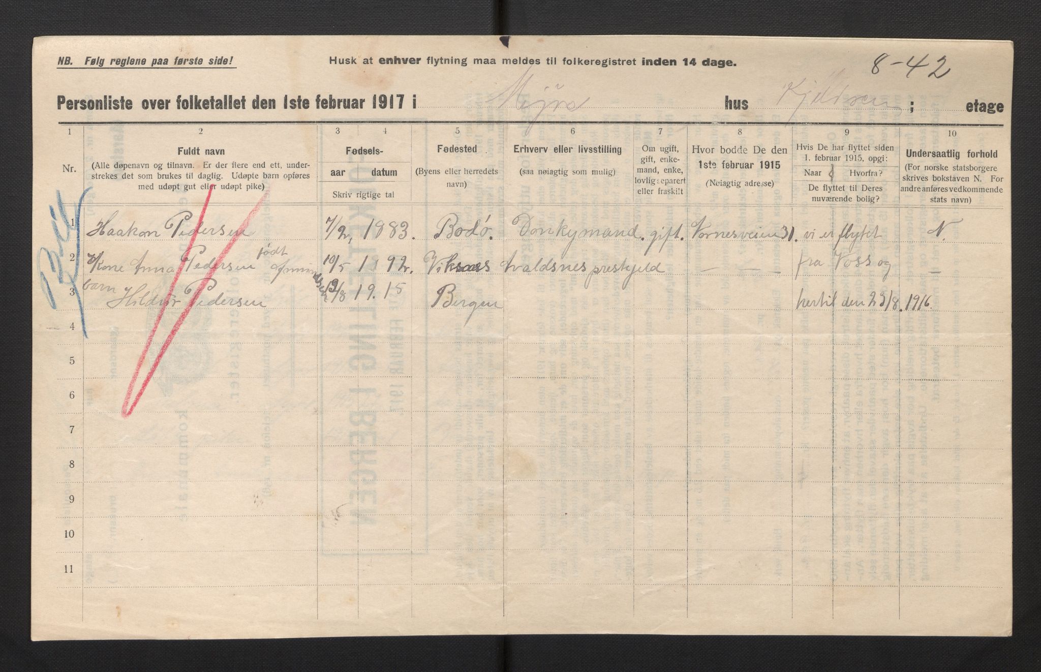 SAB, Kommunal folketelling 1917 for Bergen kjøpstad, 1917, s. 49940