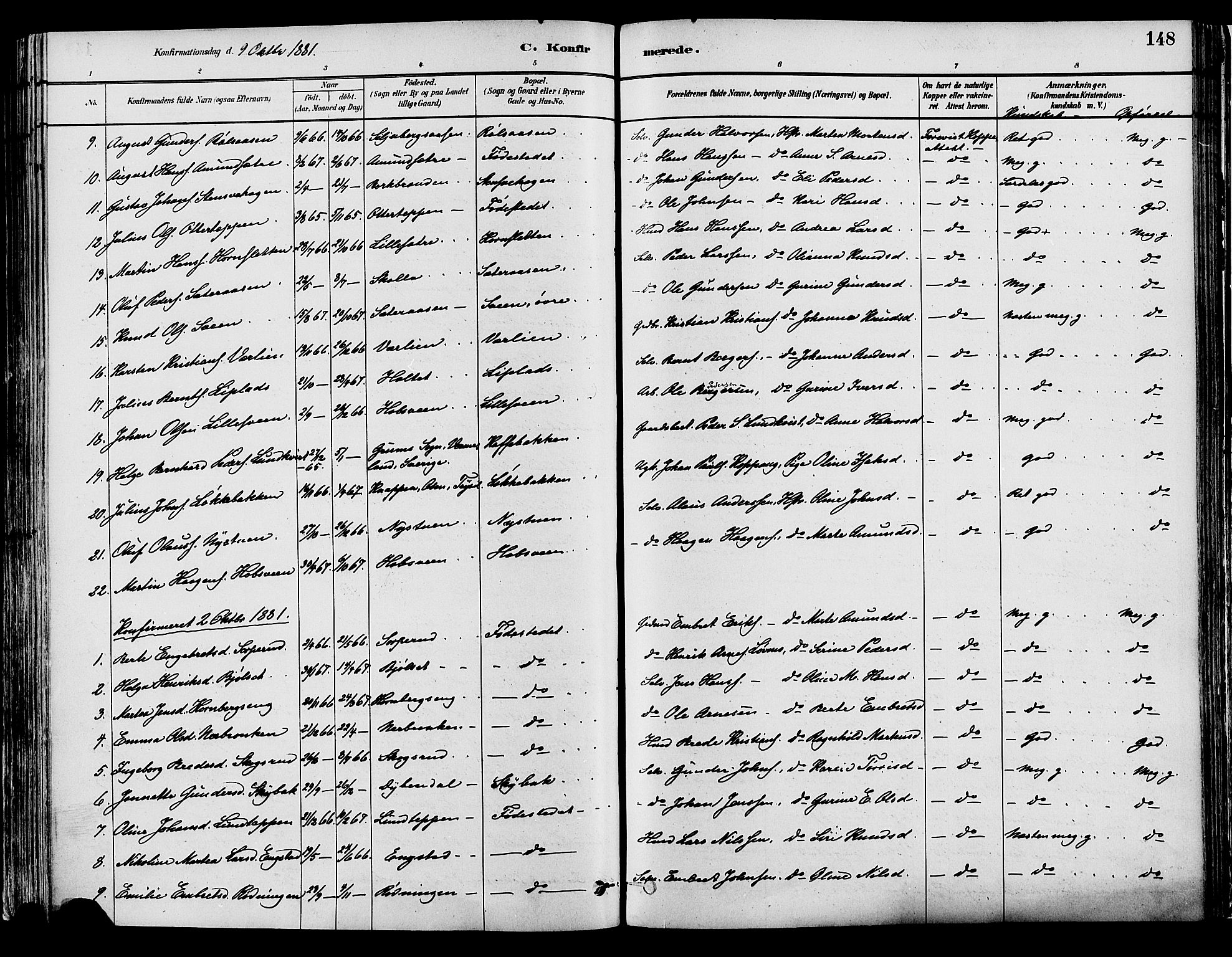 Elverum prestekontor, AV/SAH-PREST-044/H/Ha/Haa/L0013: Ministerialbok nr. 13, 1880-1890, s. 148