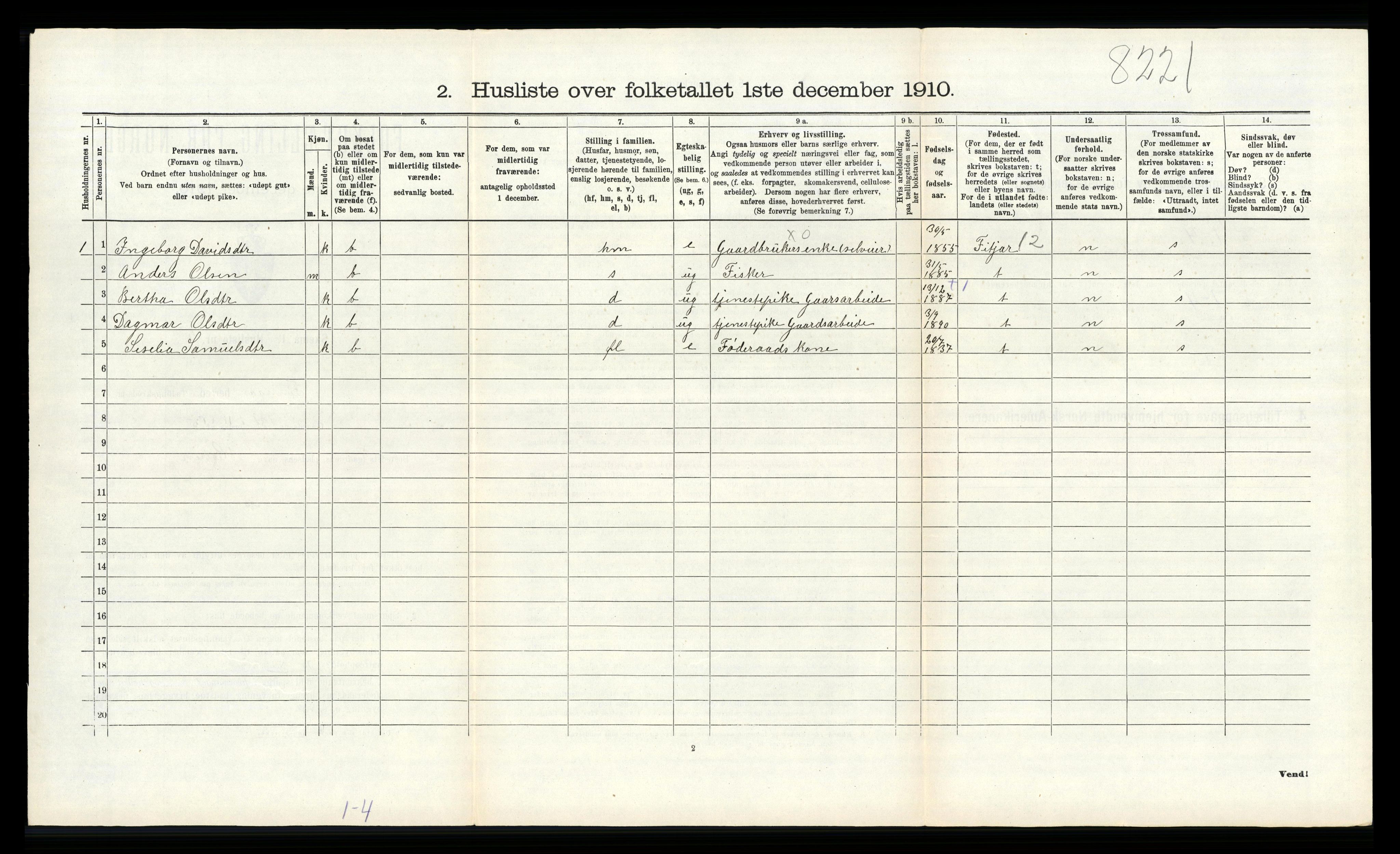 RA, Folketelling 1910 for 1218 Finnås herred, 1910, s. 779