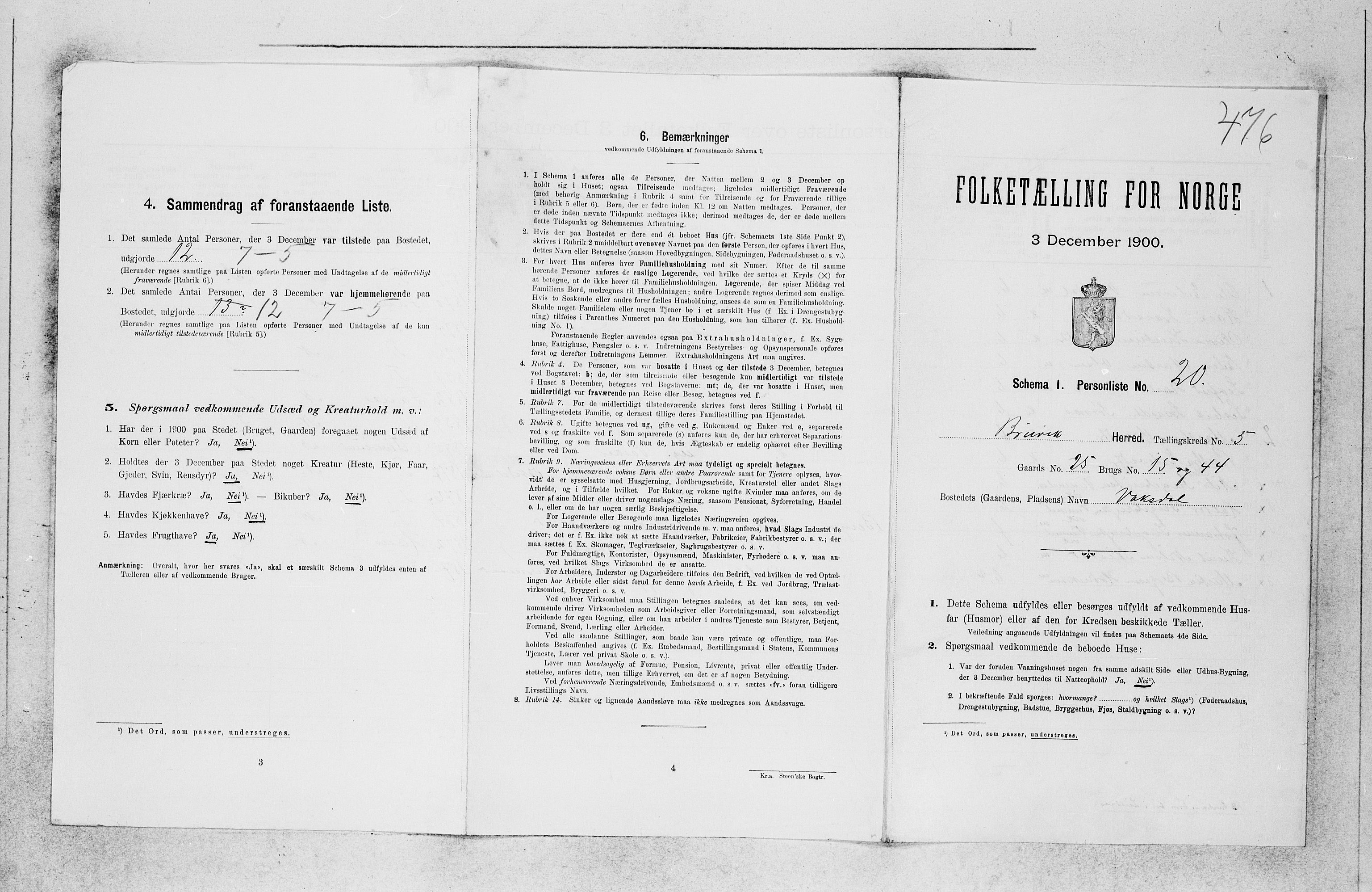 SAB, Folketelling 1900 for 1251 Bruvik herred, 1900, s. 377