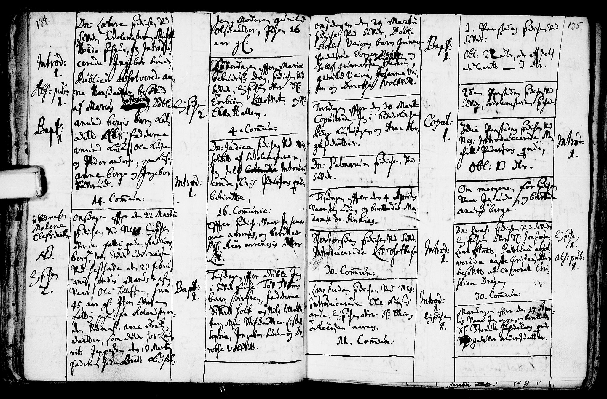 Sauherad kirkebøker, AV/SAKO-A-298/F/Fa/L0002: Ministerialbok nr. I 2, 1681-1720, s. 134-135