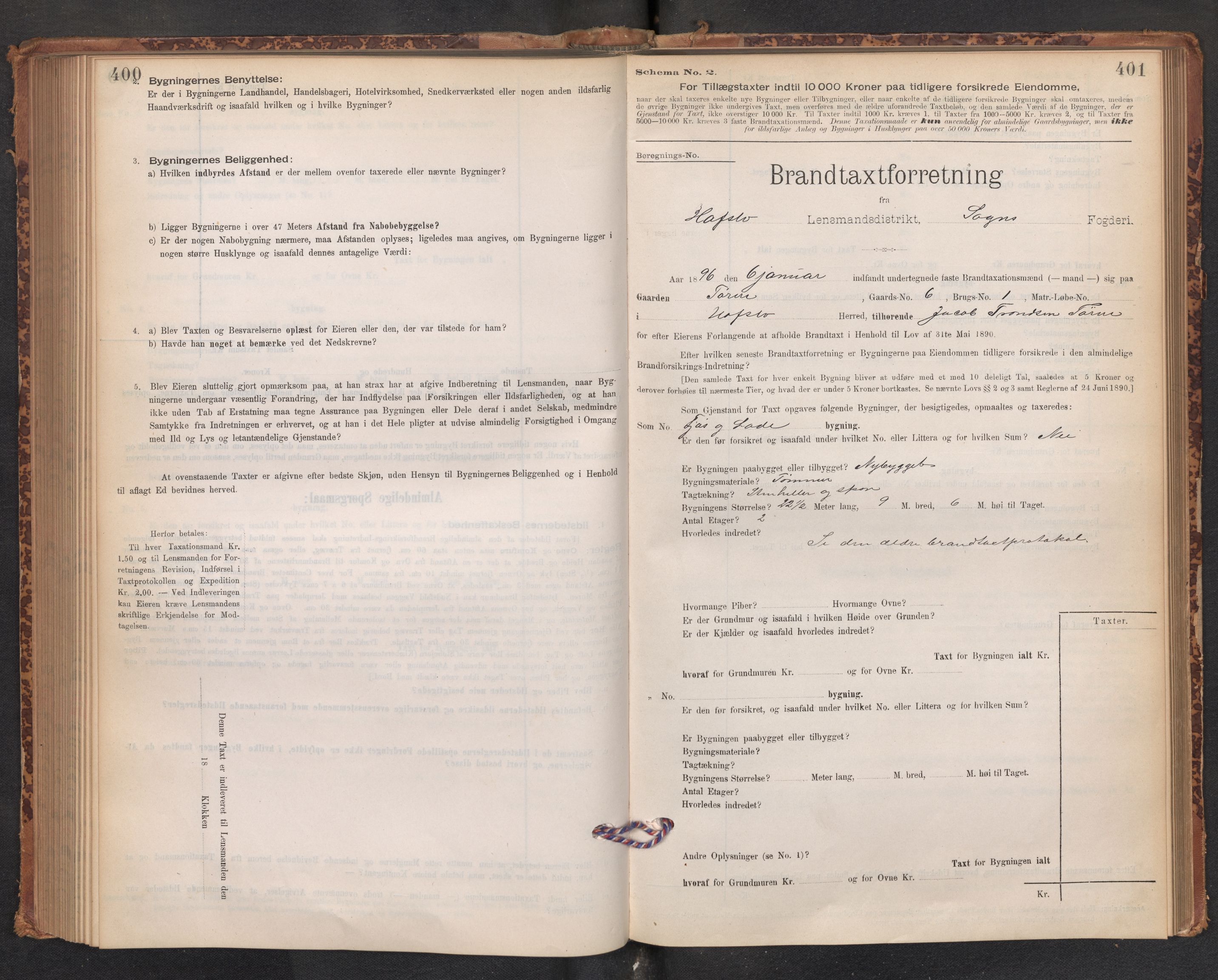 Lensmannen i Hafslo, SAB/A-28001/0012/L0006: Branntakstprotokoll, skjematakst, 1895-1904, s. 400-401