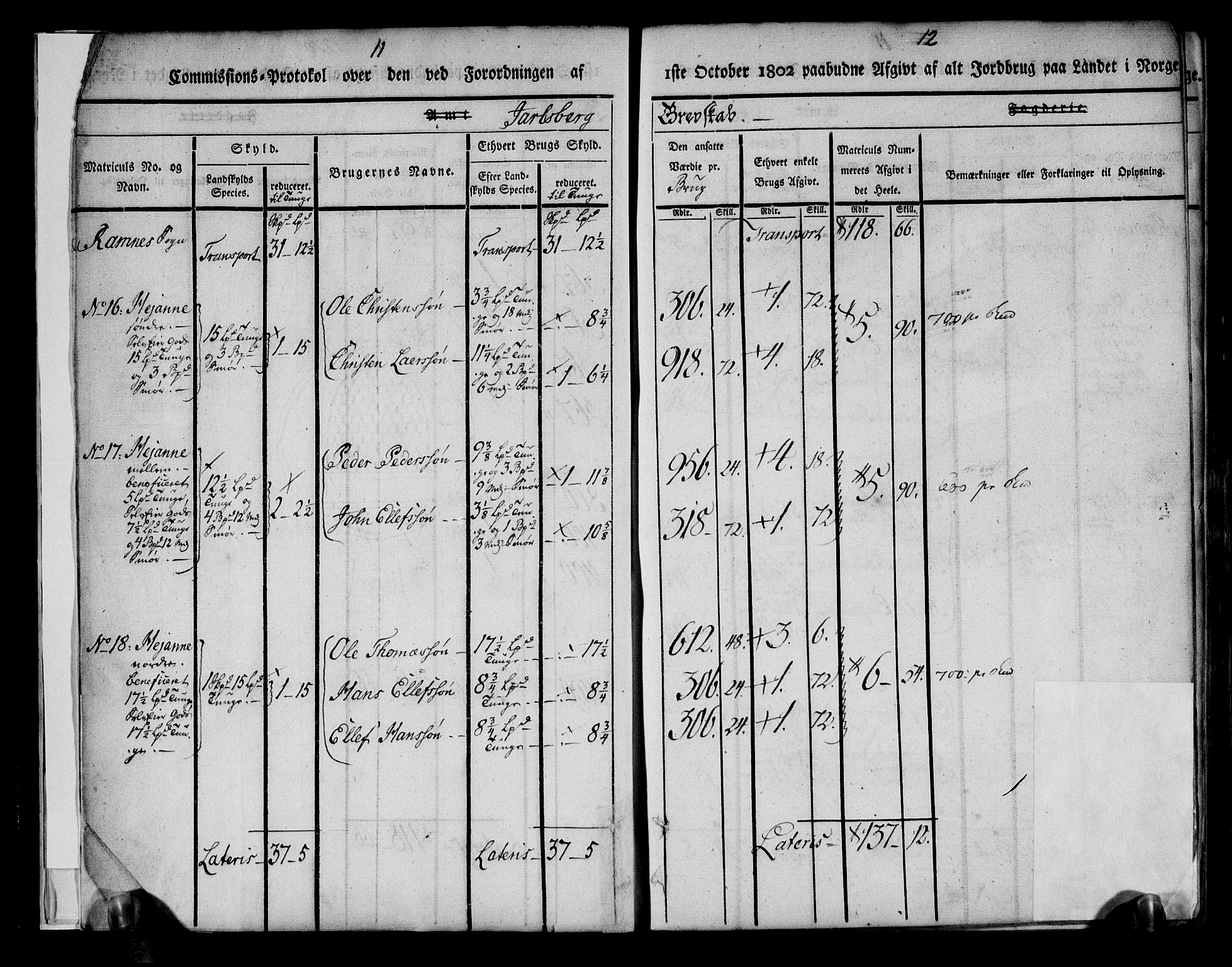 Rentekammeret inntil 1814, Realistisk ordnet avdeling, AV/RA-EA-4070/N/Ne/Nea/L0175: Jarlsberg grevskap. Kommisjonsprotokoll for grevskapets søndre distrikt - Ramnes, Sem, Stokke, Borre, Andebu og Nøtterøy prestegjeld, 1803, s. 7
