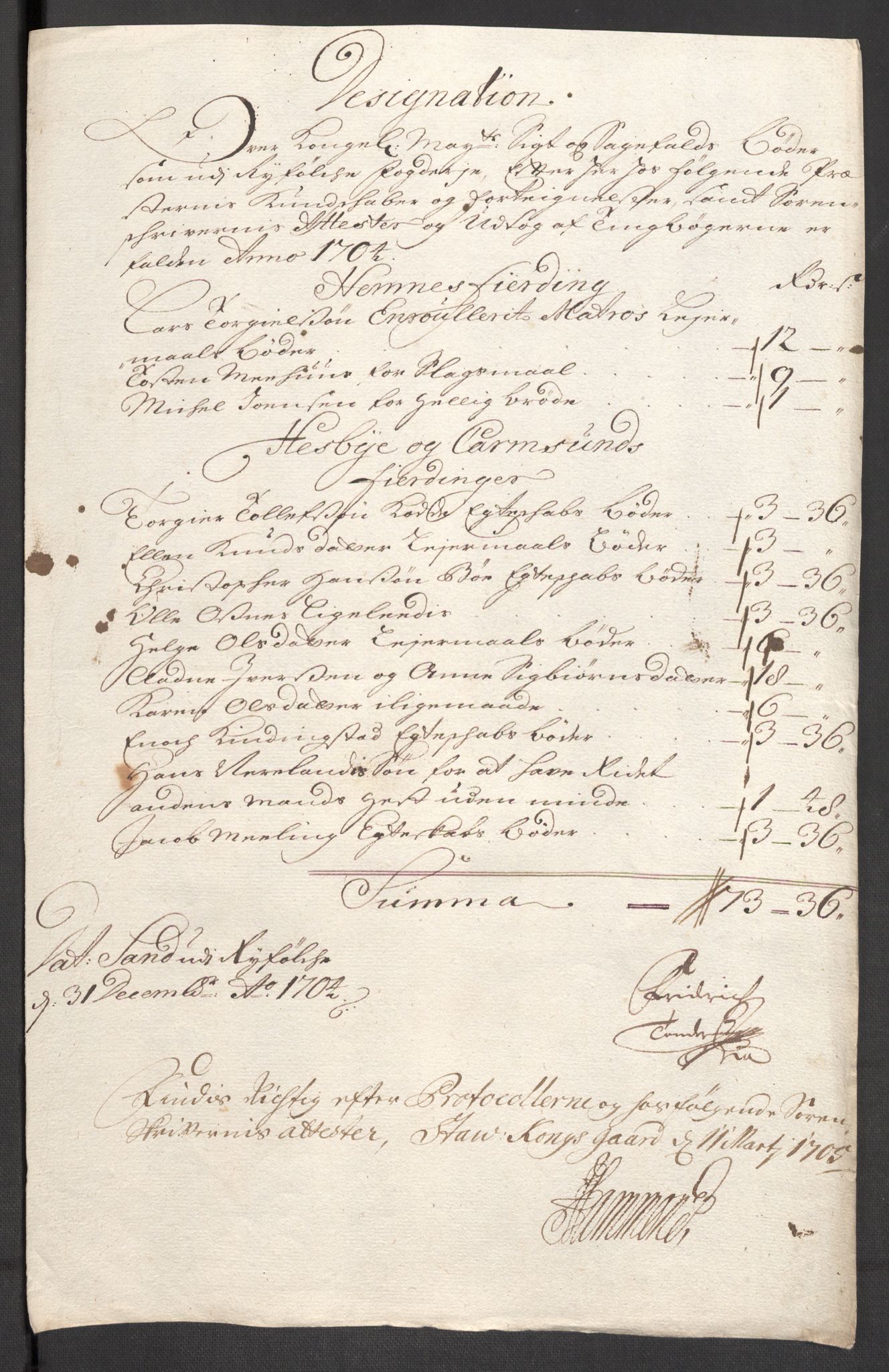 Rentekammeret inntil 1814, Reviderte regnskaper, Fogderegnskap, RA/EA-4092/R47/L2860: Fogderegnskap Ryfylke, 1703-1705, s. 203
