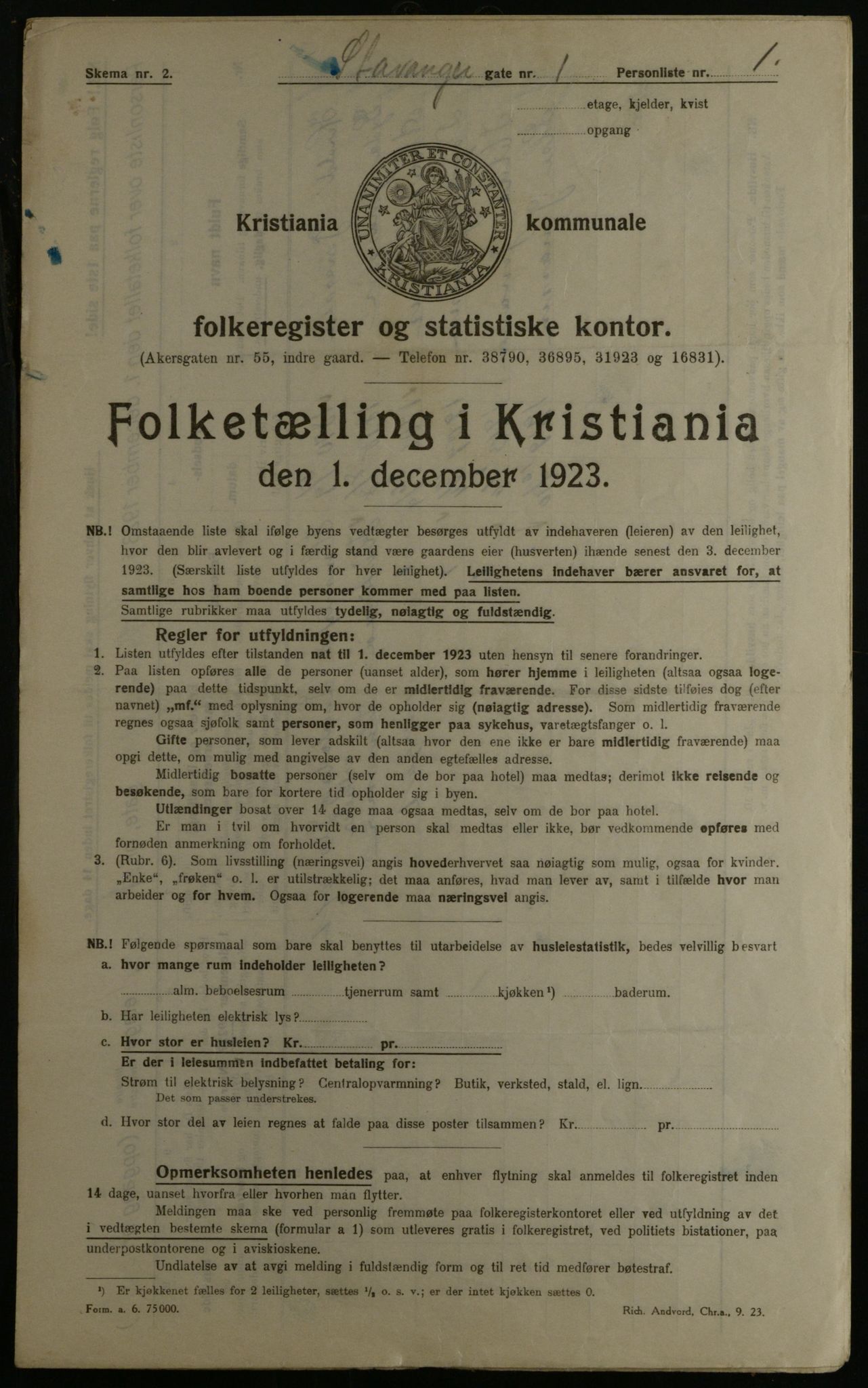 OBA, Kommunal folketelling 1.12.1923 for Kristiania, 1923, s. 111193