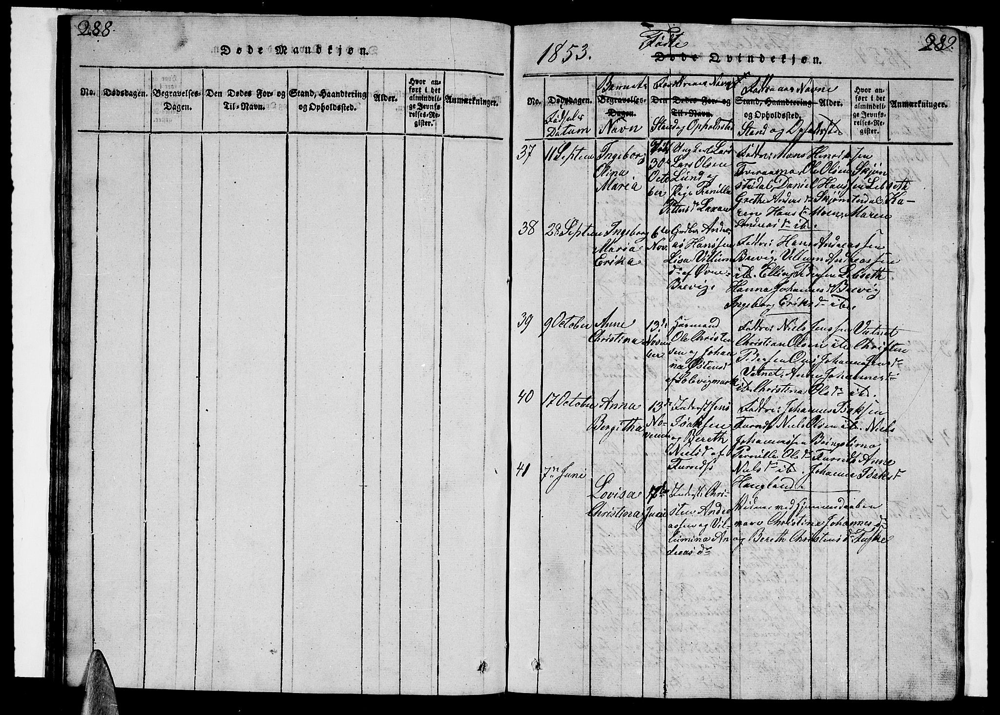 Ministerialprotokoller, klokkerbøker og fødselsregistre - Nordland, AV/SAT-A-1459/852/L0752: Klokkerbok nr. 852C03, 1840-1855, s. 288-289