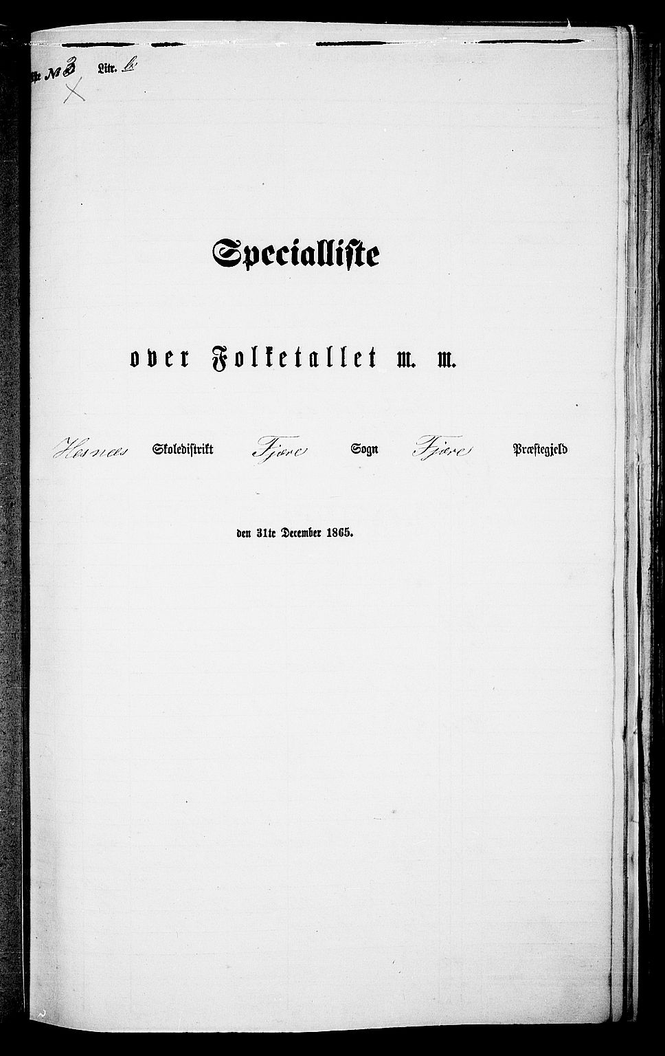 RA, Folketelling 1865 for 0923L Fjære prestegjeld, Fjære sokn, 1865, s. 95