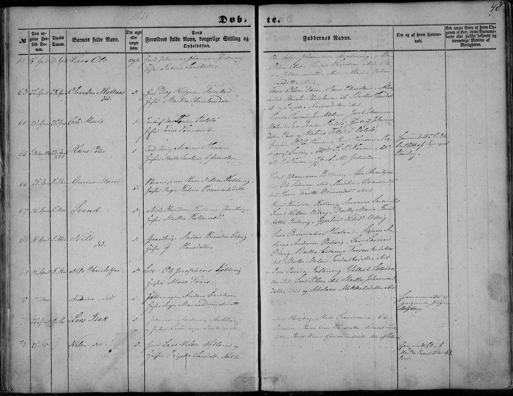 Avaldsnes sokneprestkontor, AV/SAST-A -101851/H/Ha/Haa/L0008: Ministerialbok nr. A 8, 1847-1857, s. 48