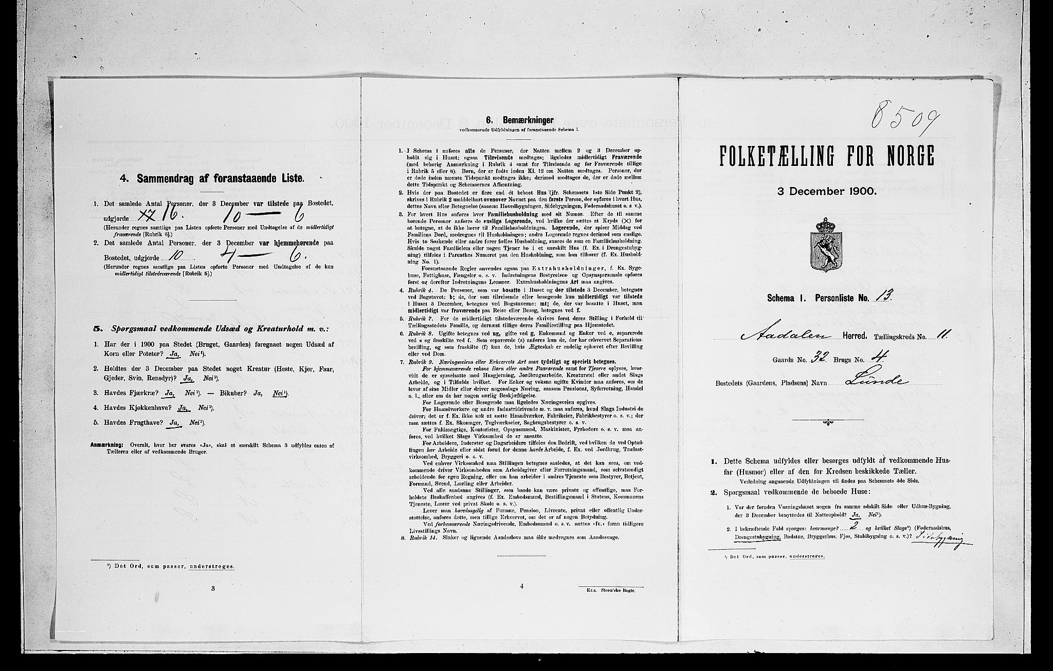 RA, Folketelling 1900 for 0614 Ådal herred, 1900, s. 764