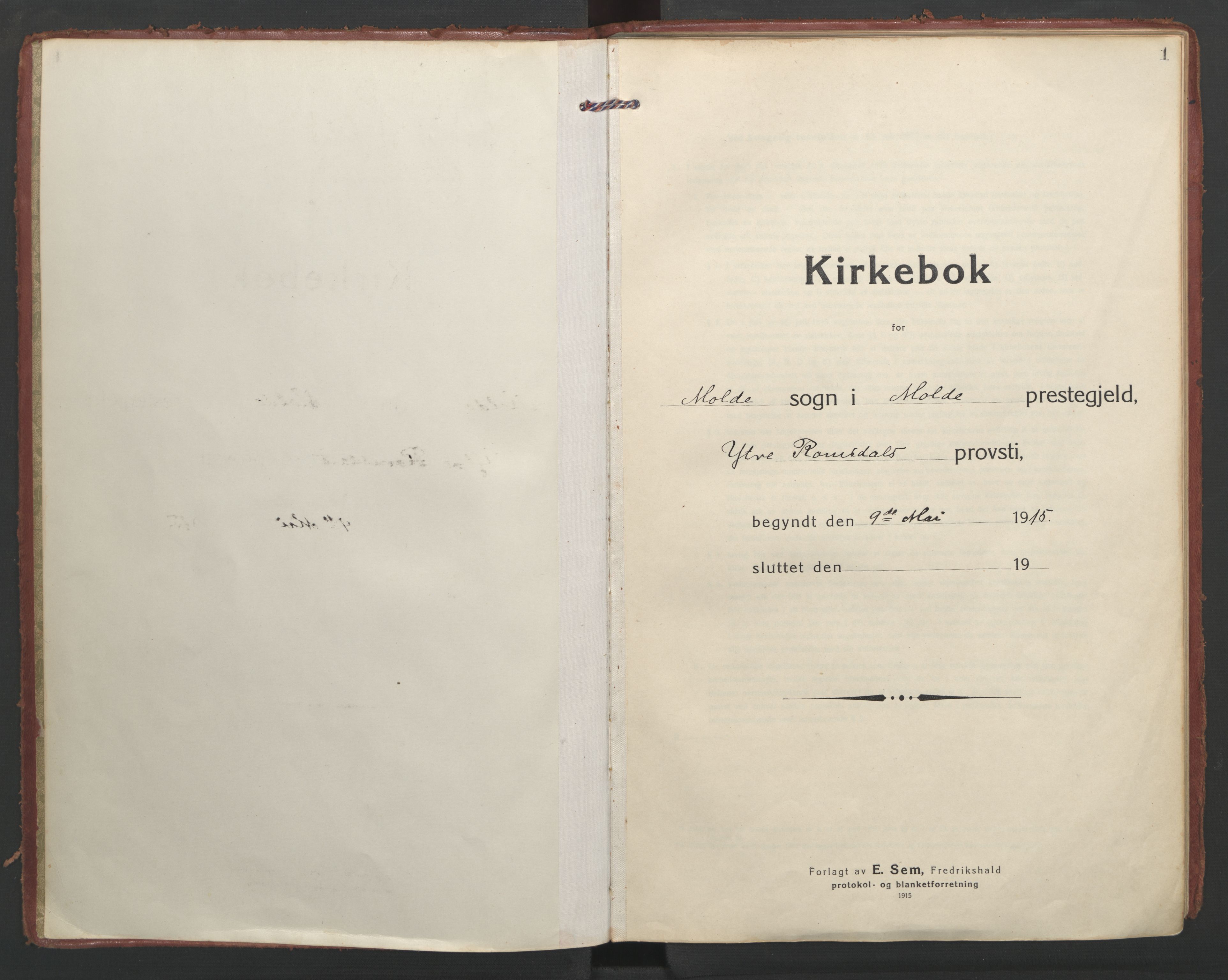 Ministerialprotokoller, klokkerbøker og fødselsregistre - Møre og Romsdal, AV/SAT-A-1454/558/L0695: Ministerialbok nr. 558A09, 1915-1942, s. 1
