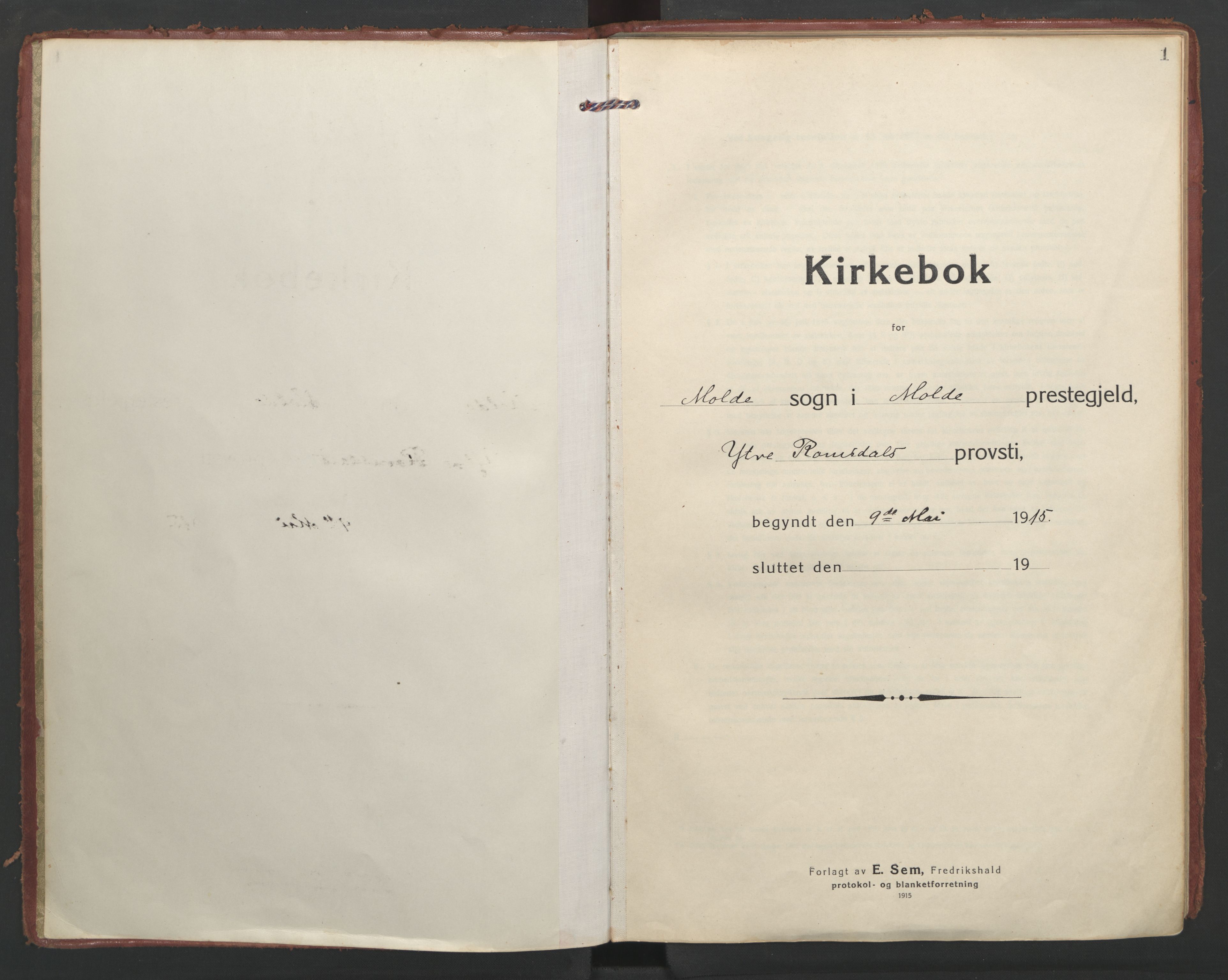 Ministerialprotokoller, klokkerbøker og fødselsregistre - Møre og Romsdal, SAT/A-1454/558/L0695: Ministerialbok nr. 558A09, 1915-1942, s. 1