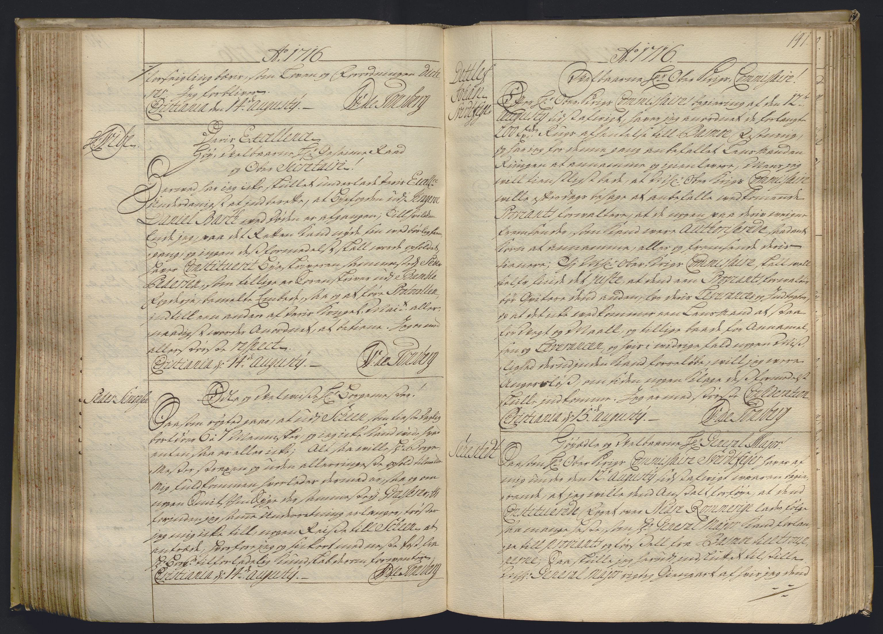 Kristiania stiftamt, AV/SAO-A-10386/B/Ba/L0004: Kopibok, 1715-1717, s. 140b-141a