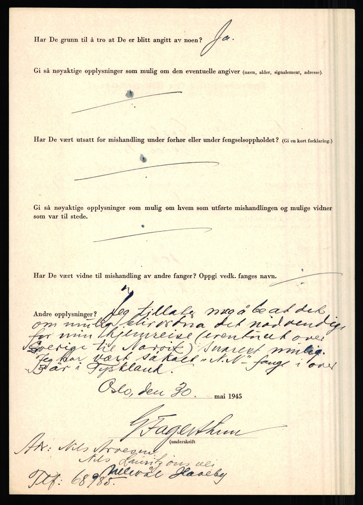 Rikspolitisjefen, AV/RA-S-1560/L/L0004: Eriksen, Alf - Geving, Øivind, 1940-1945, s. 314