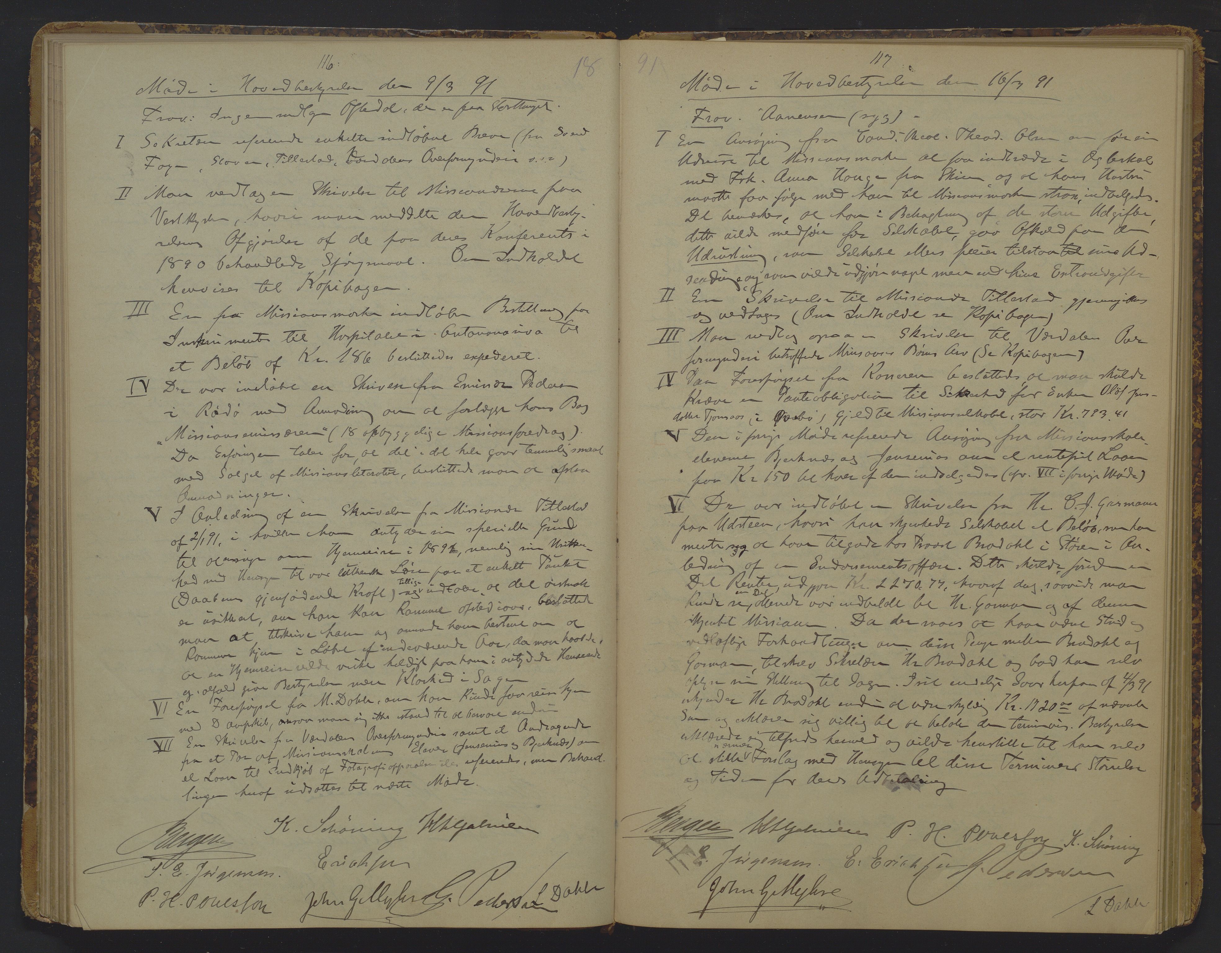 Det Norske Misjonsselskap - hovedadministrasjonen, VID/MA-A-1045/D/Da/Daa/L0012: Styreprotokoll nr. VII, 12. august 1889 - 1. februar 1893, 1889-1893, s. 116-117