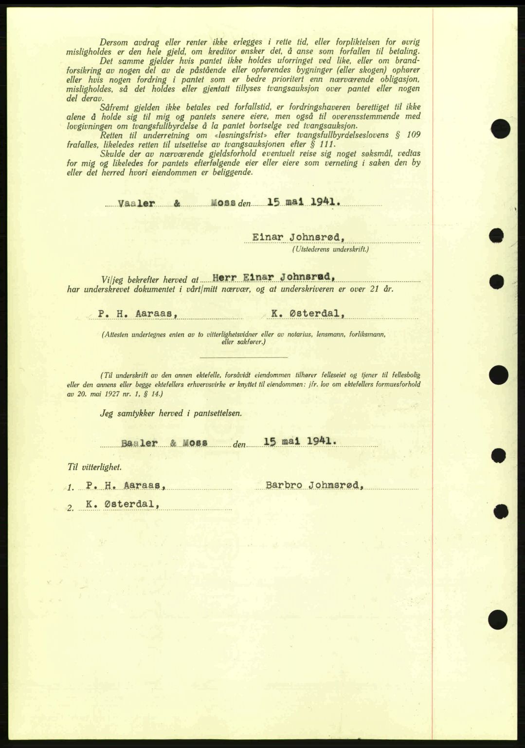 Moss sorenskriveri, AV/SAO-A-10168: Pantebok nr. B10, 1940-1941, Dagboknr: 1289/1941