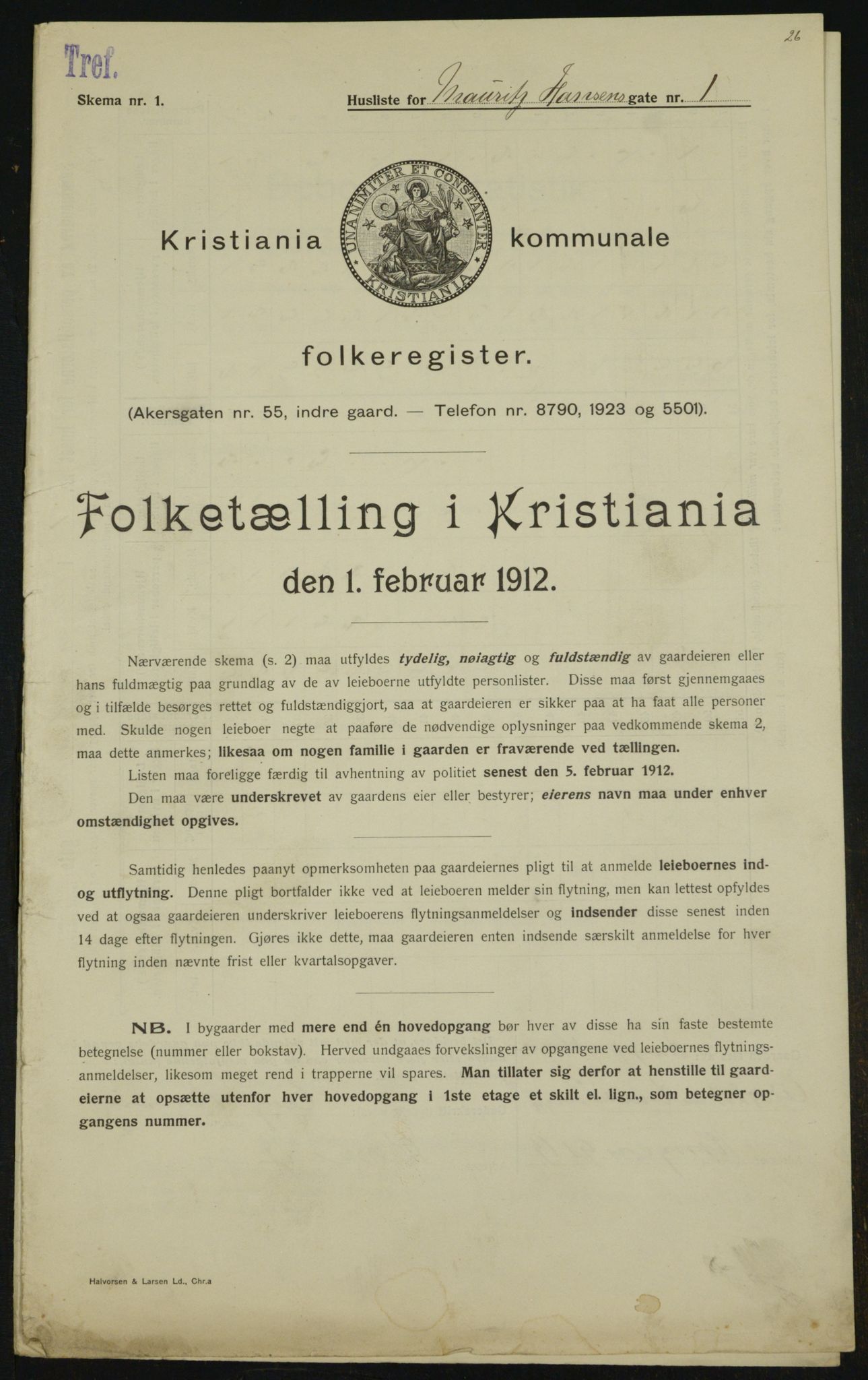 OBA, Kommunal folketelling 1.2.1912 for Kristiania, 1912, s. 65250