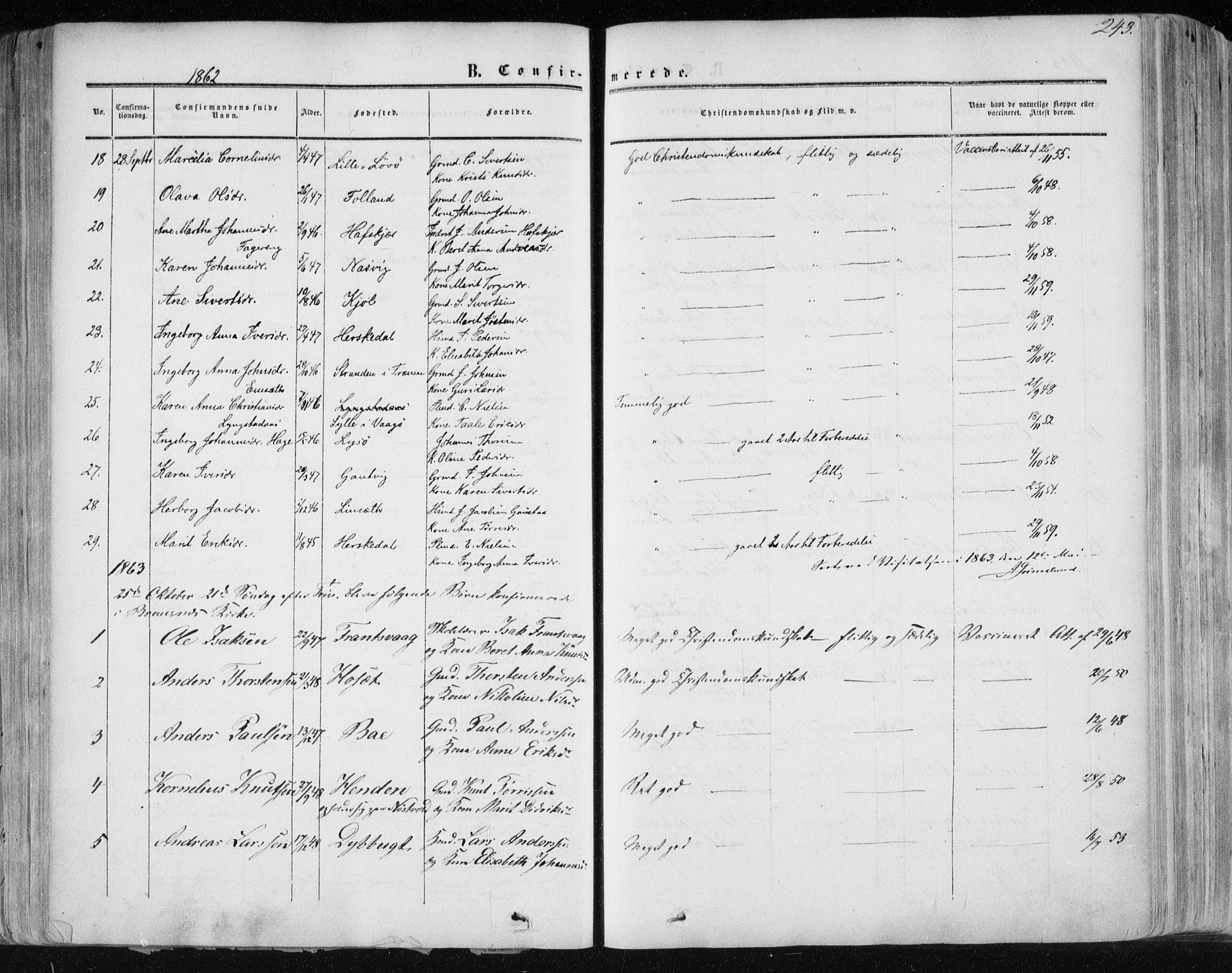 Ministerialprotokoller, klokkerbøker og fødselsregistre - Møre og Romsdal, AV/SAT-A-1454/568/L0804: Ministerialbok nr. 568A11, 1854-1868, s. 243