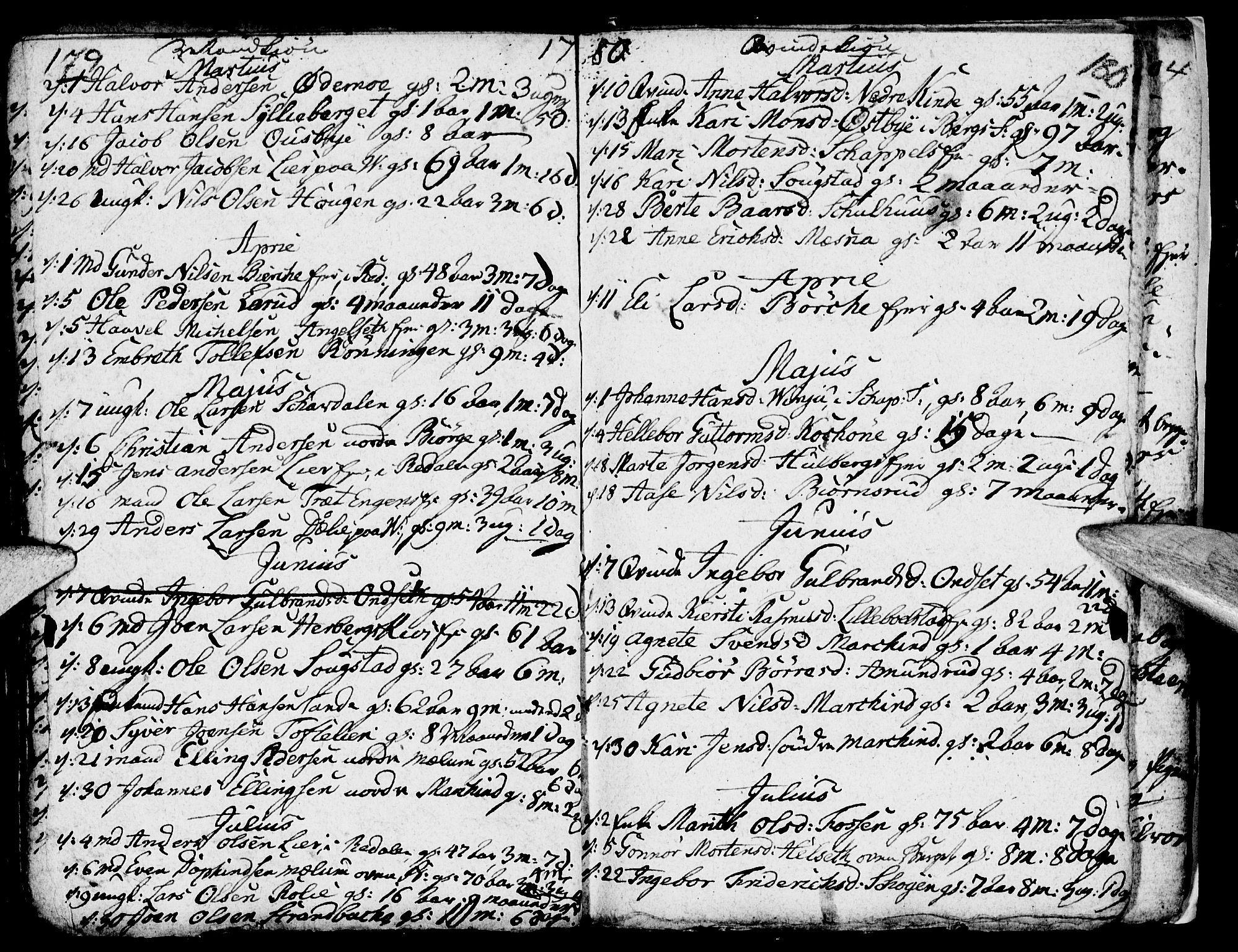 Ringsaker prestekontor, AV/SAH-PREST-014/I/Ia/L0005/0003: Kladd til kirkebok nr. 5.3, 1780-1784, s. 179-180