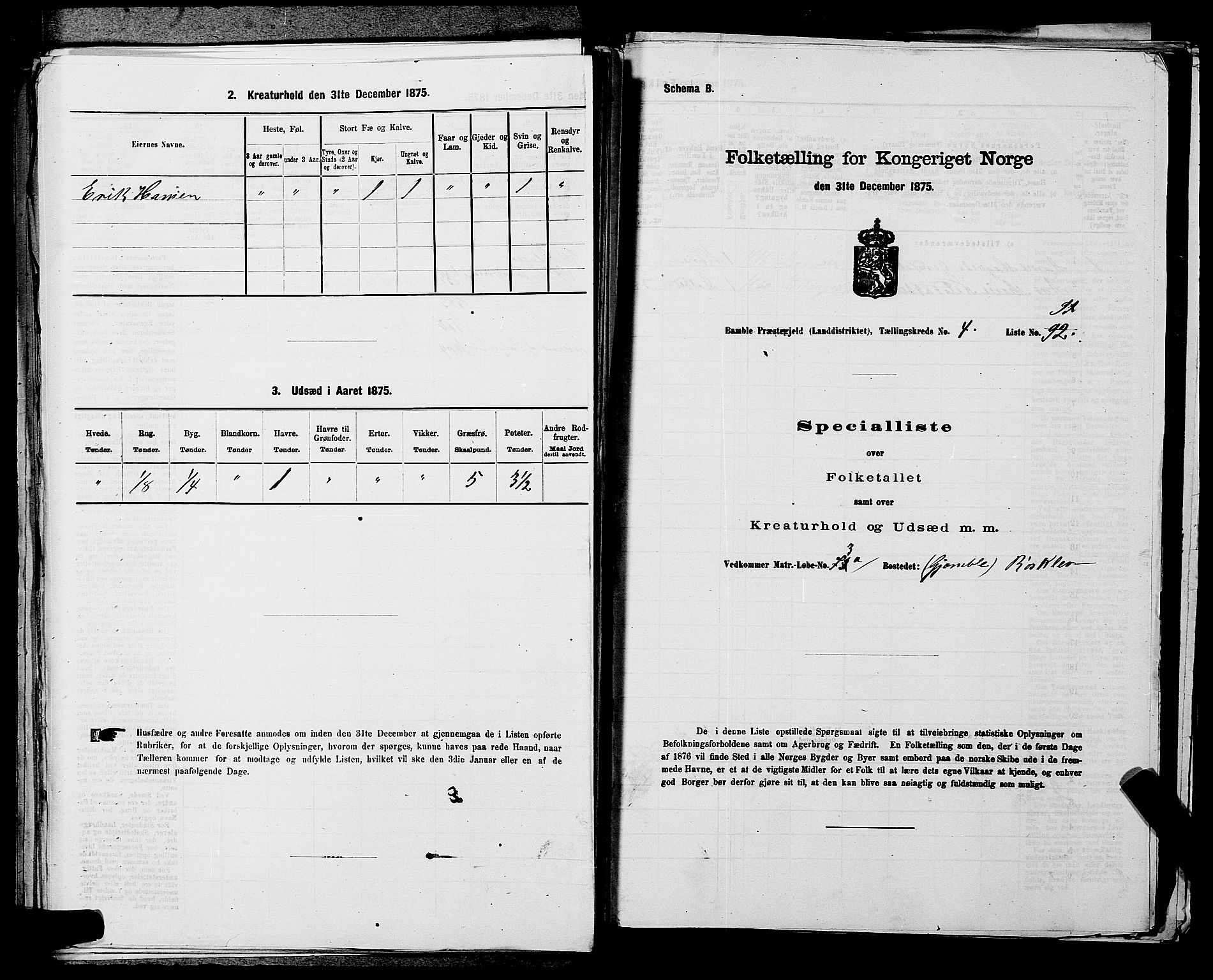 SAKO, Folketelling 1875 for 0814L Bamble prestegjeld, Bamble sokn, 1875, s. 717