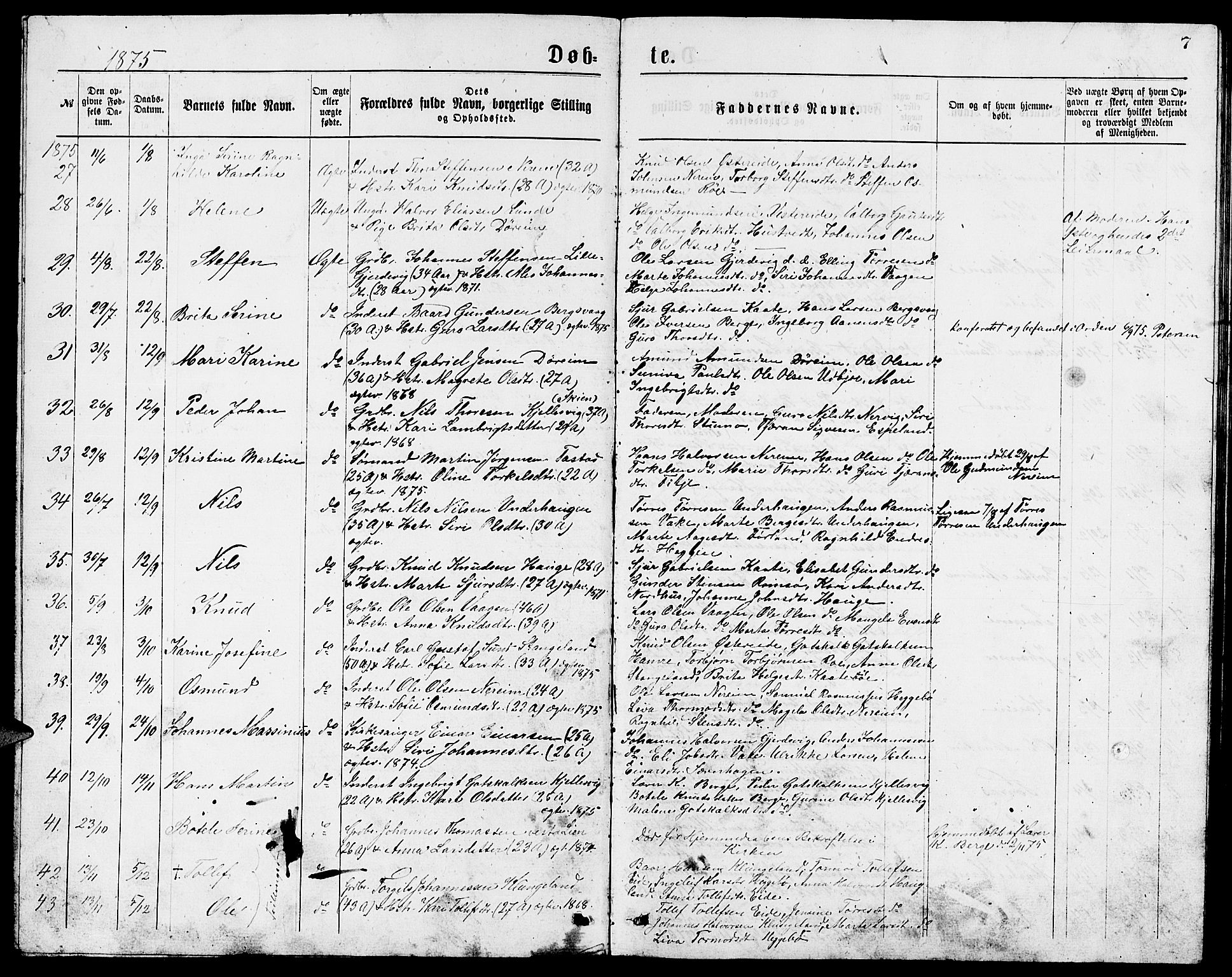 Ølen Sokneprestembete, AV/SAB-A-79201/H/Hab: Klokkerbok nr. A 3, 1875-1888, s. 7