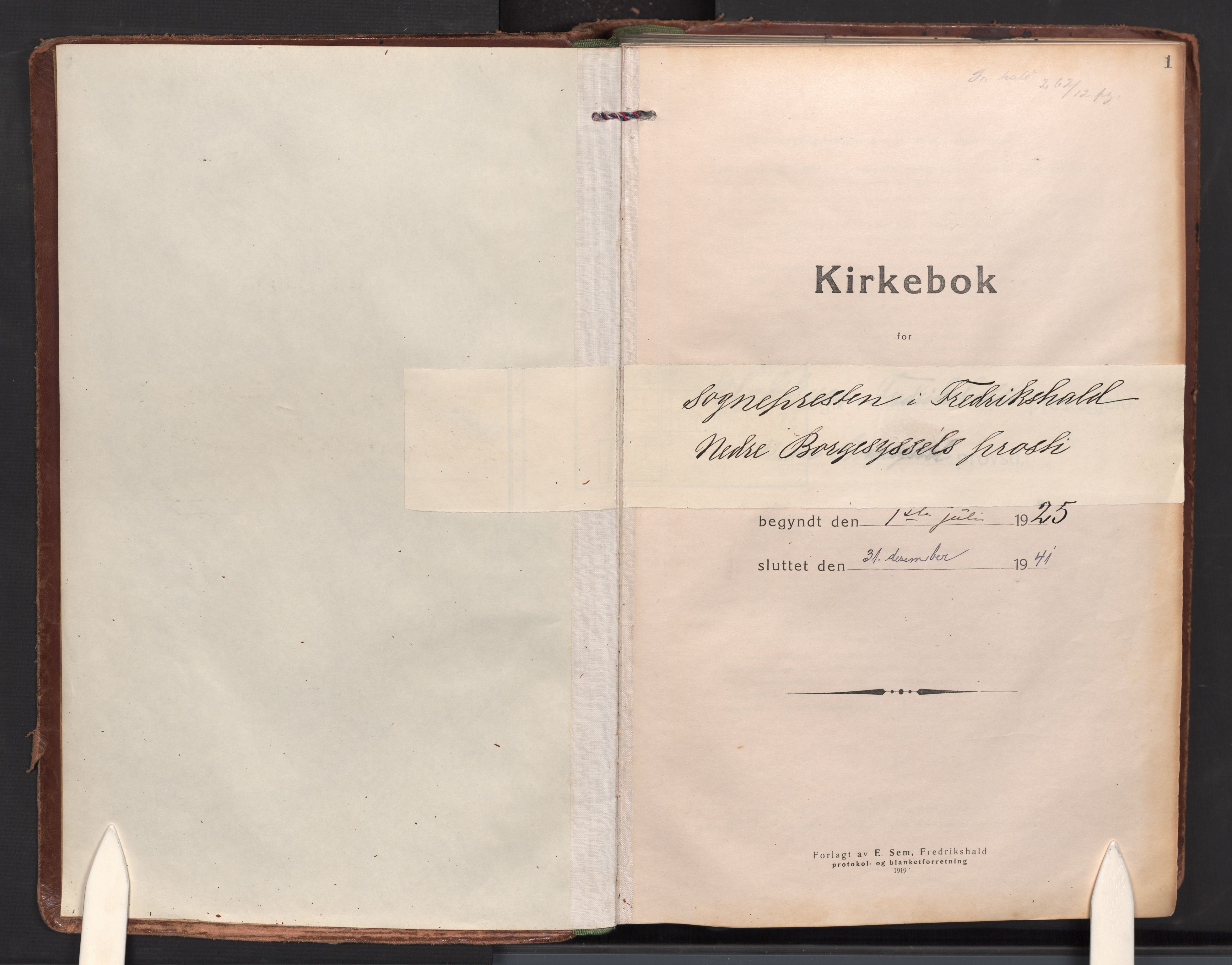 Halden prestekontor Kirkebøker, AV/SAO-A-10909/F/Fa/L0020: Ministerialbok nr. I 20, 1925-1941, s. 1