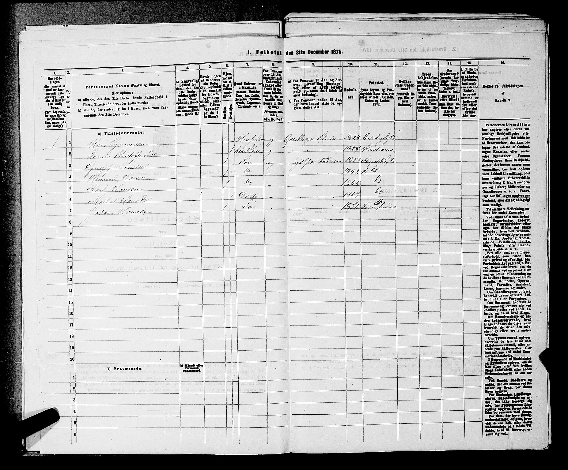 RA, Folketelling 1875 for 0215L Drøbak prestegjeld, Frogn sokn, 1875, s. 485