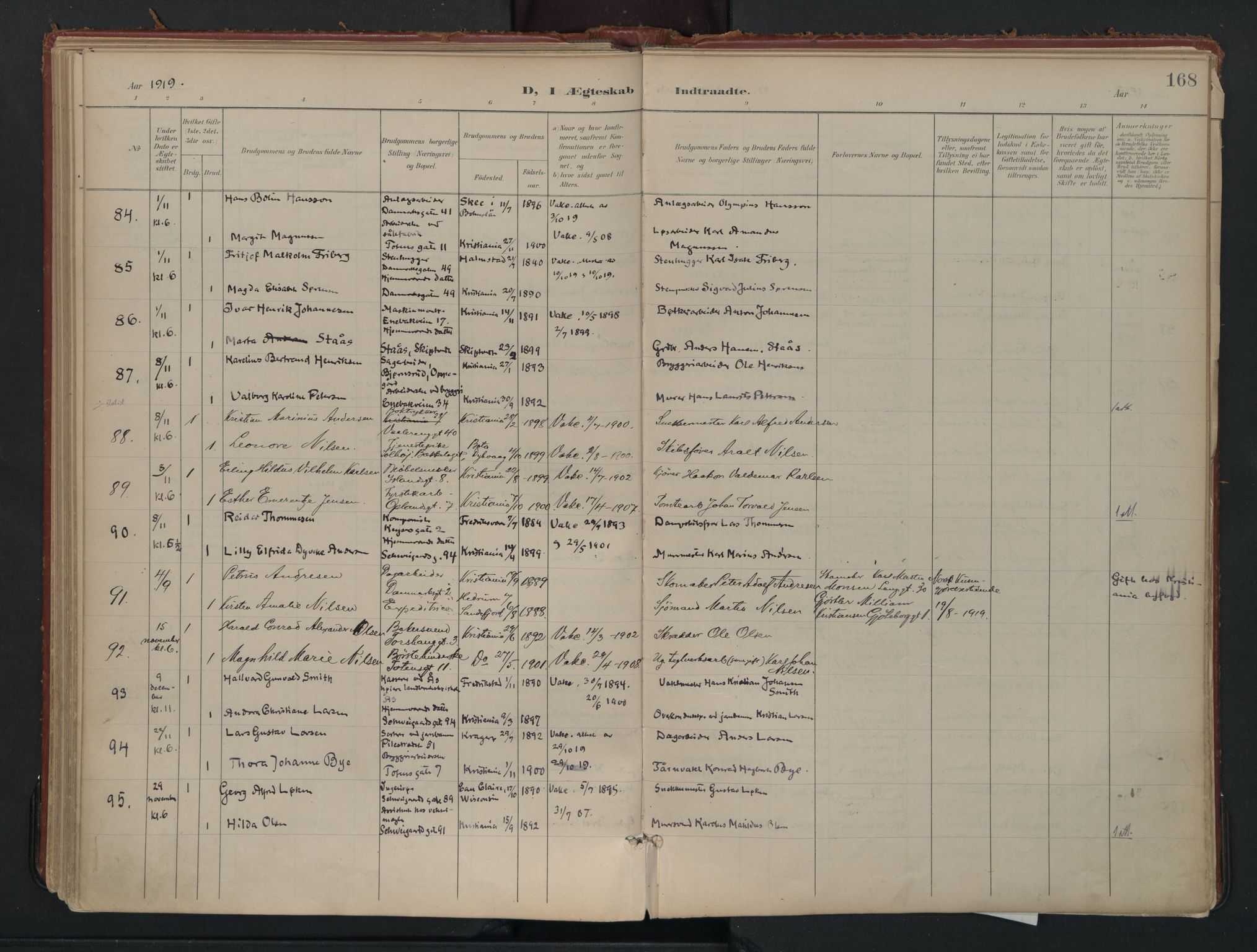 Vålerengen prestekontor Kirkebøker, AV/SAO-A-10878/F/Fa/L0002: Ministerialbok nr. 2, 1899-1924, s. 168
