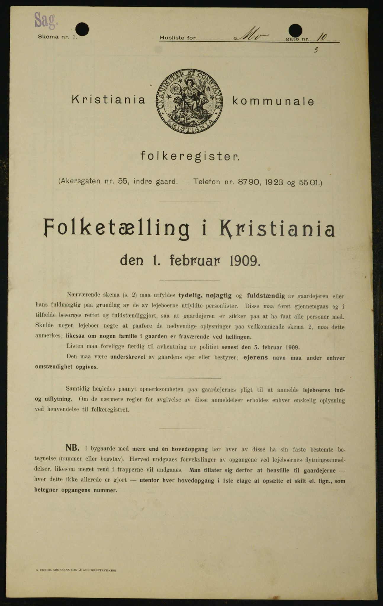 OBA, Kommunal folketelling 1.2.1909 for Kristiania kjøpstad, 1909, s. 59223