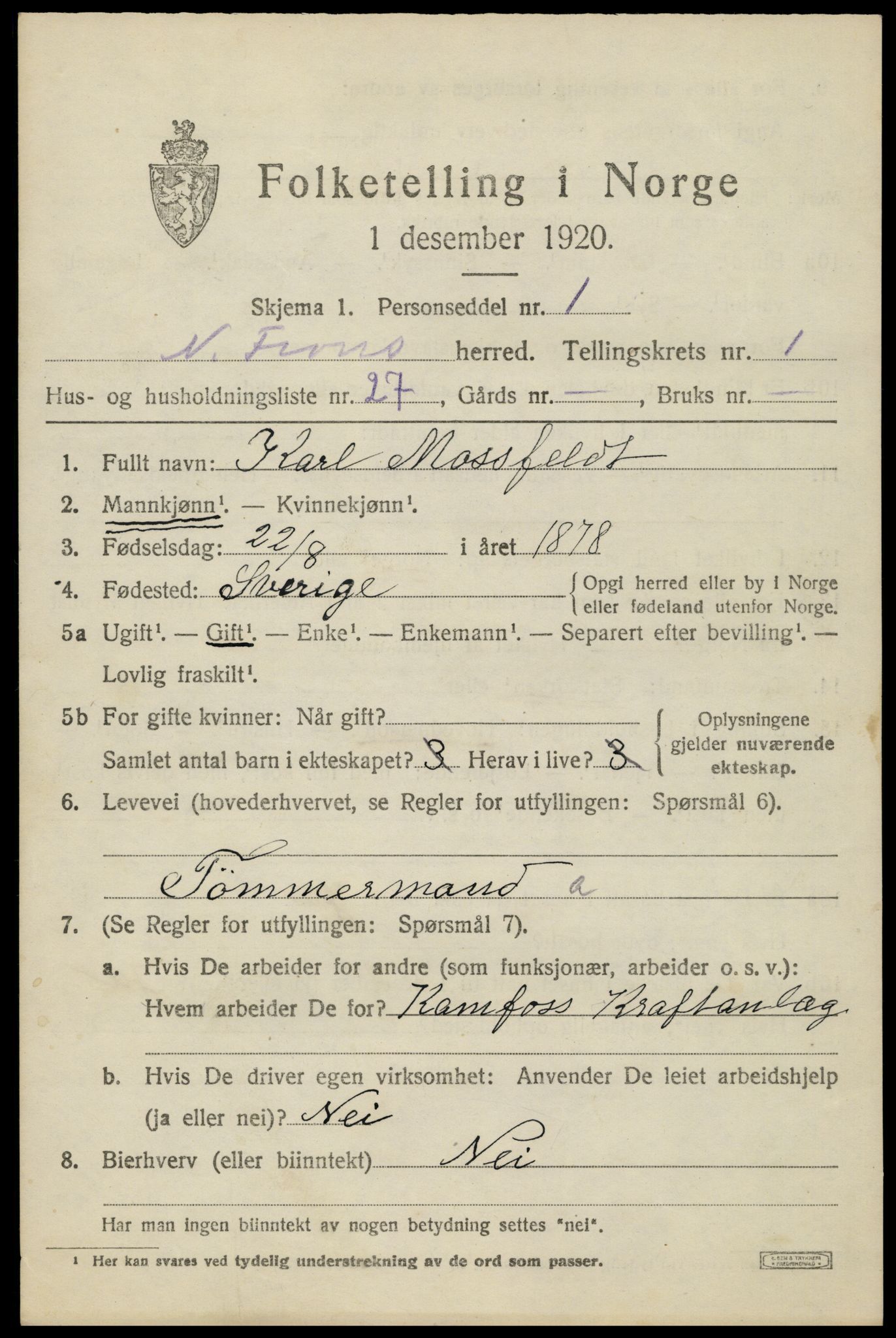 SAH, Folketelling 1920 for 0518 Nord-Fron herred, 1920, s. 1944