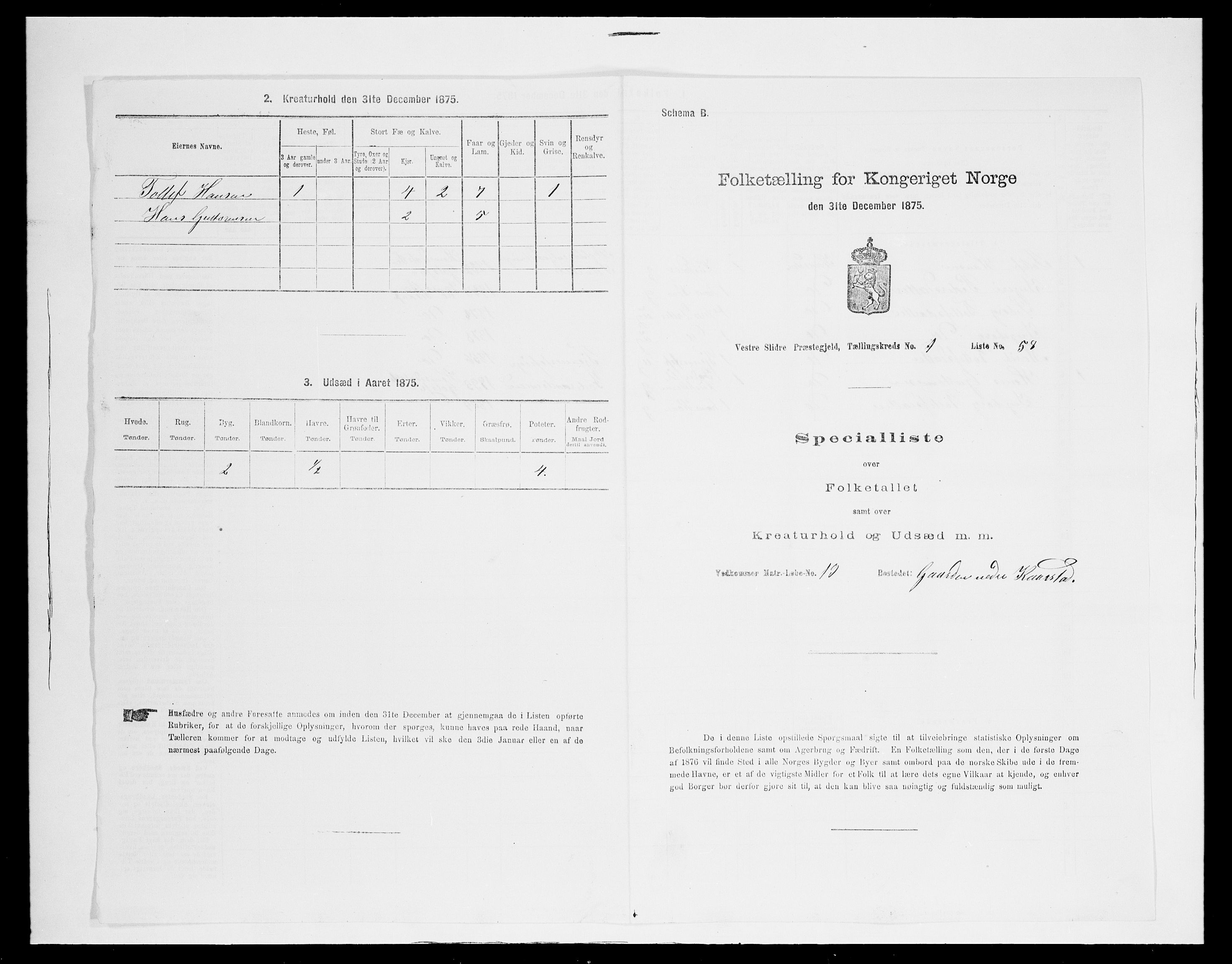 SAH, Folketelling 1875 for 0543P Vestre Slidre prestegjeld, 1875, s. 183