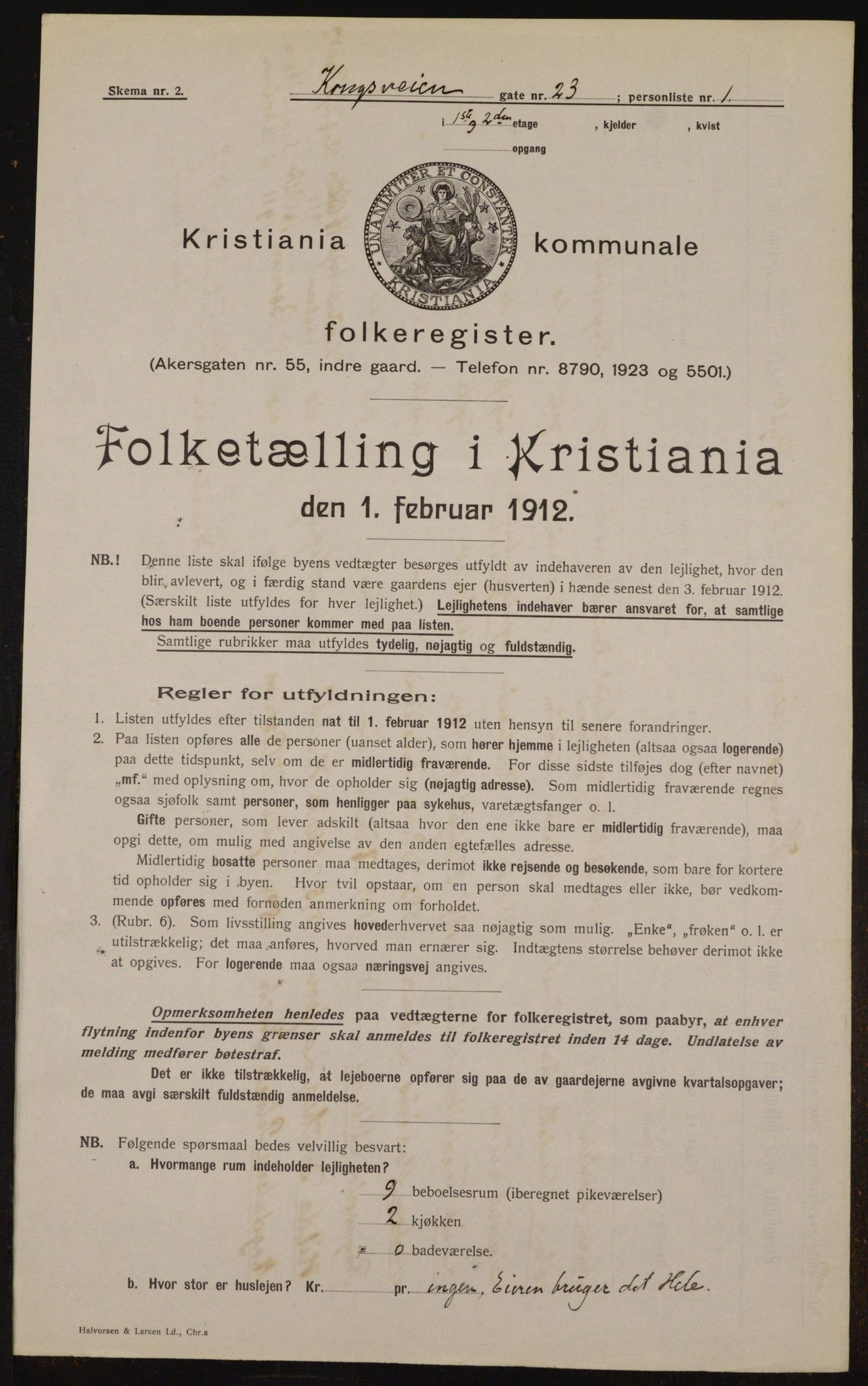 OBA, Kommunal folketelling 1.2.1912 for Kristiania, 1912, s. 53256