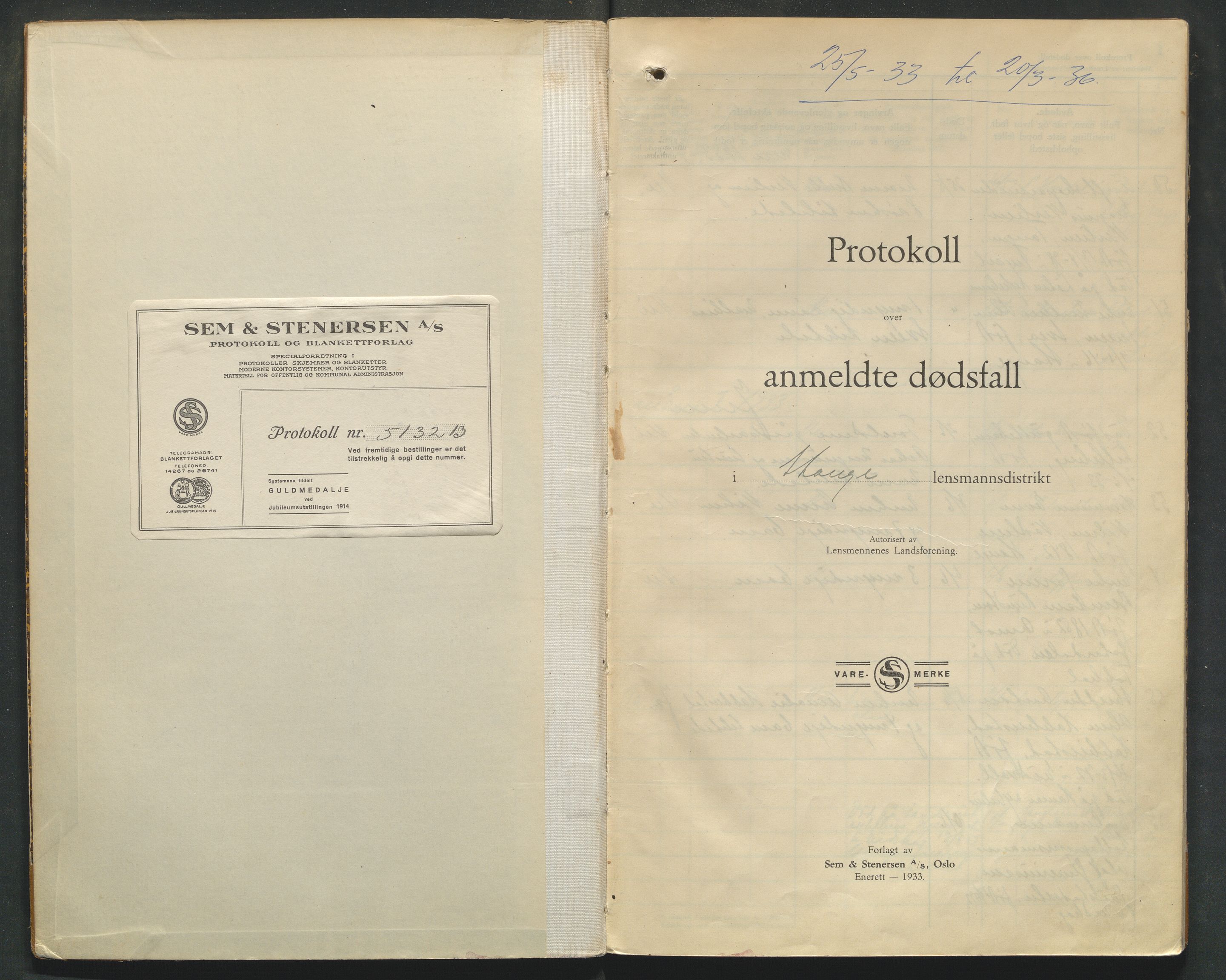 Stange lensmannskontor, SAH/LHS-020/H/Ha/Haa/L0002/0002: Dødsfallsprotokoller / Dødsfallsprotokoll, 1933-1936