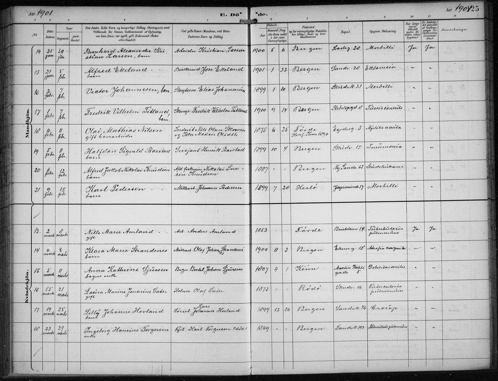 Sandviken Sokneprestembete, AV/SAB-A-77601/H/Ha/L0018: Ministerialbok nr. E 1, 1893-1905, s. 125