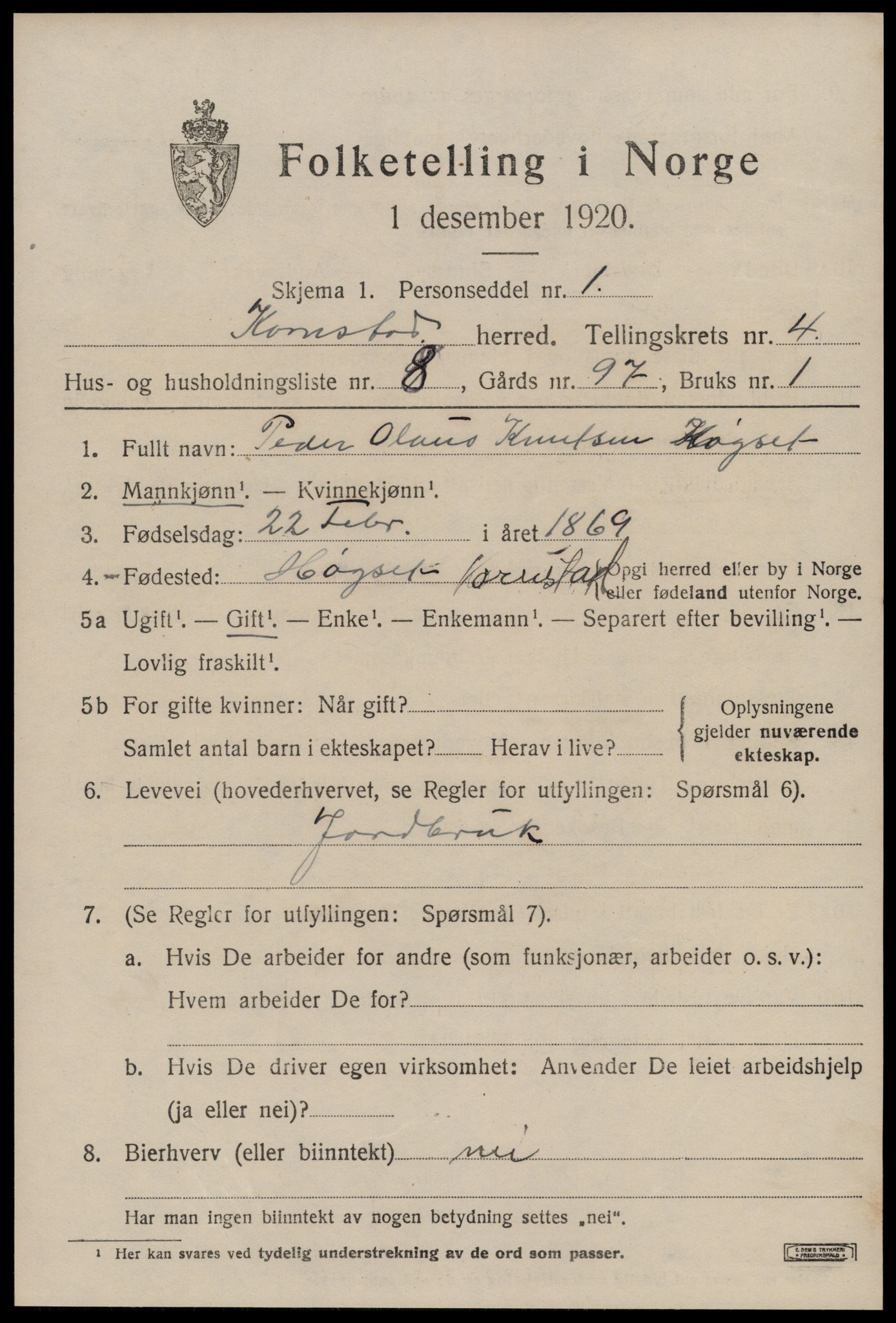 SAT, Folketelling 1920 for 1552 Kornstad herred, 1920, s. 2593